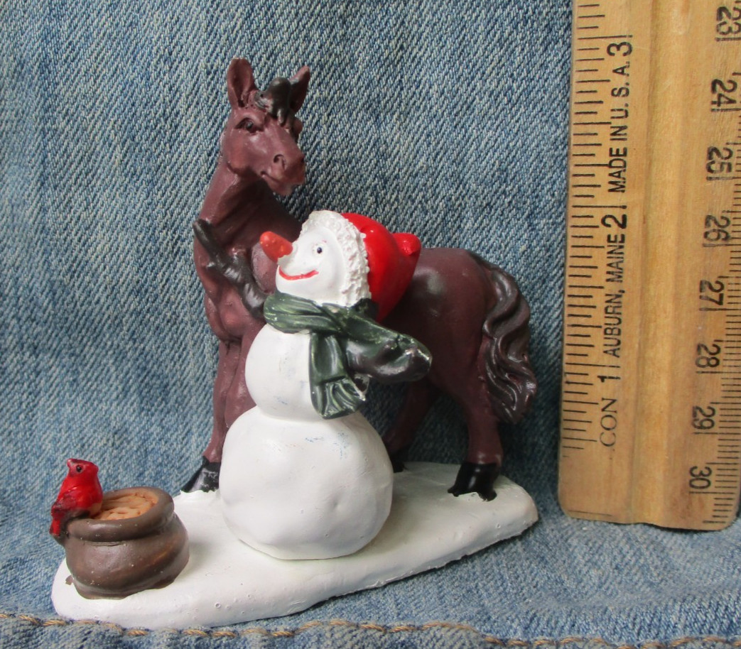 SNOWMAN HORSE CARDINAL Christmas Village Figurine Figure BX-F