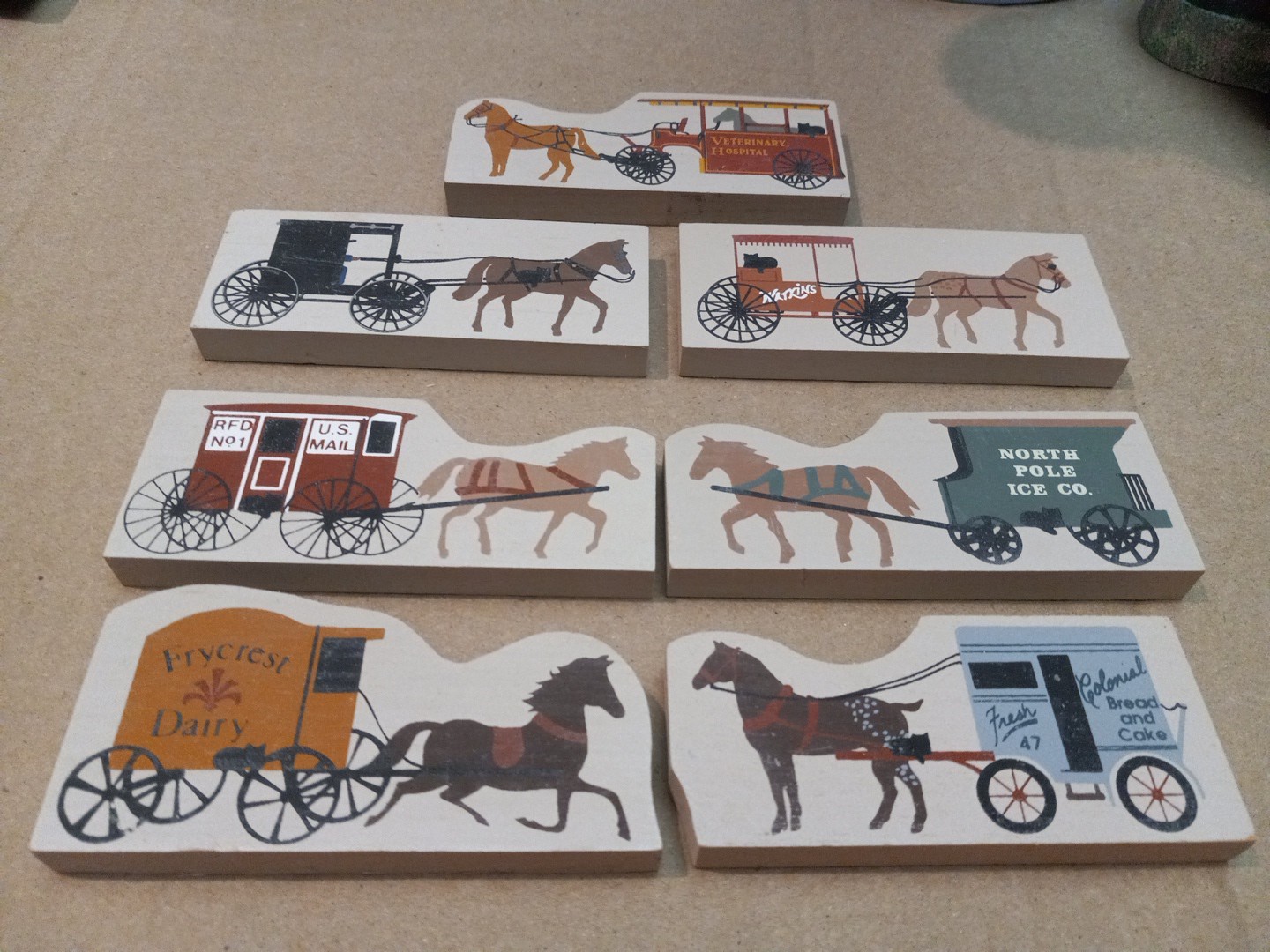 Lot of 7 Cats Meow Horse Drawn Carriages Veterinary Watkins North Pole Mail