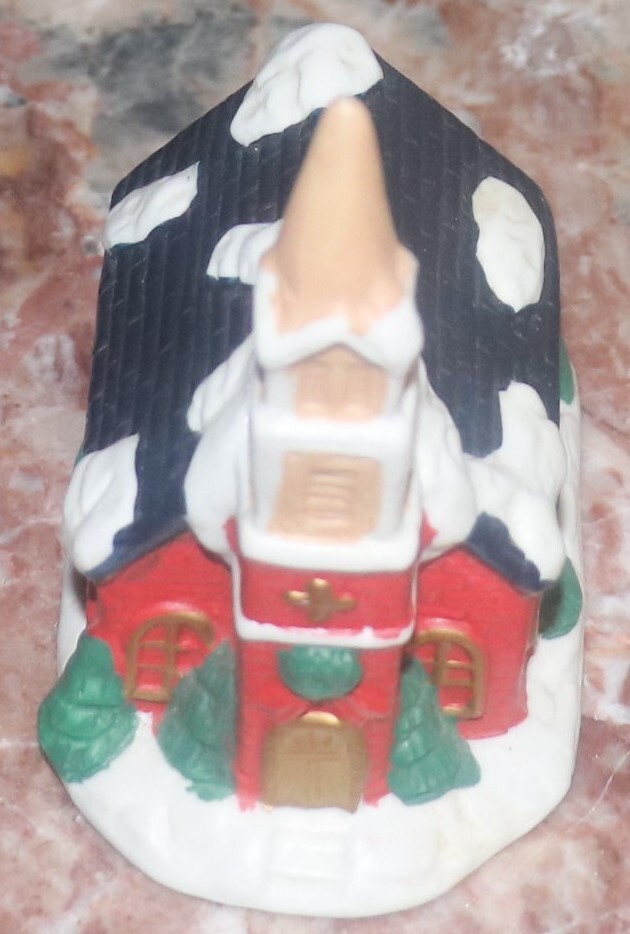 Christmas Ceramic Church 4 in Tall X 2 1/4 in Wide X 3 1/4 in Deep Made in China