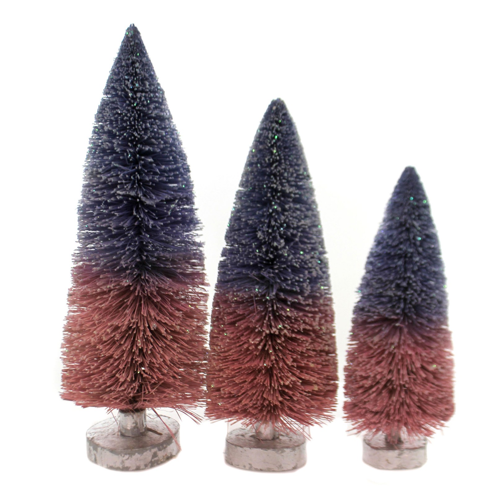 Cody Foster Glittered Pastel Bottle Brush Trees Putz Village Ombre Pine