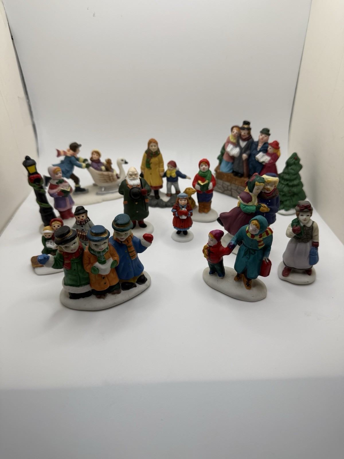 Vintage Christmas Village Figurines Lot 12 Carolers Santa Lemax Taiwan