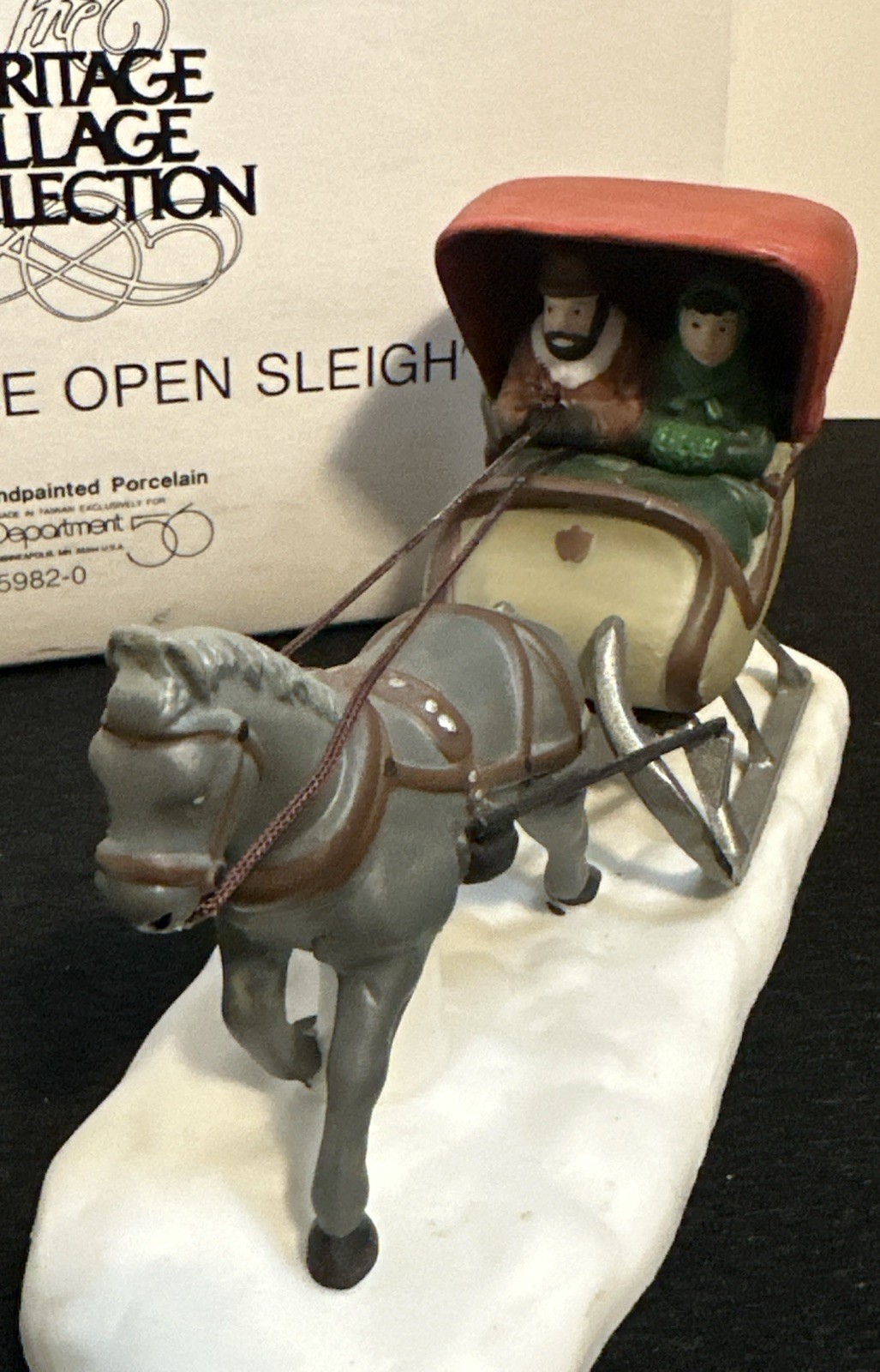 Dept 56 One Horse Open Sleigh Heritage Village 5982 Christmas Accessory With Box