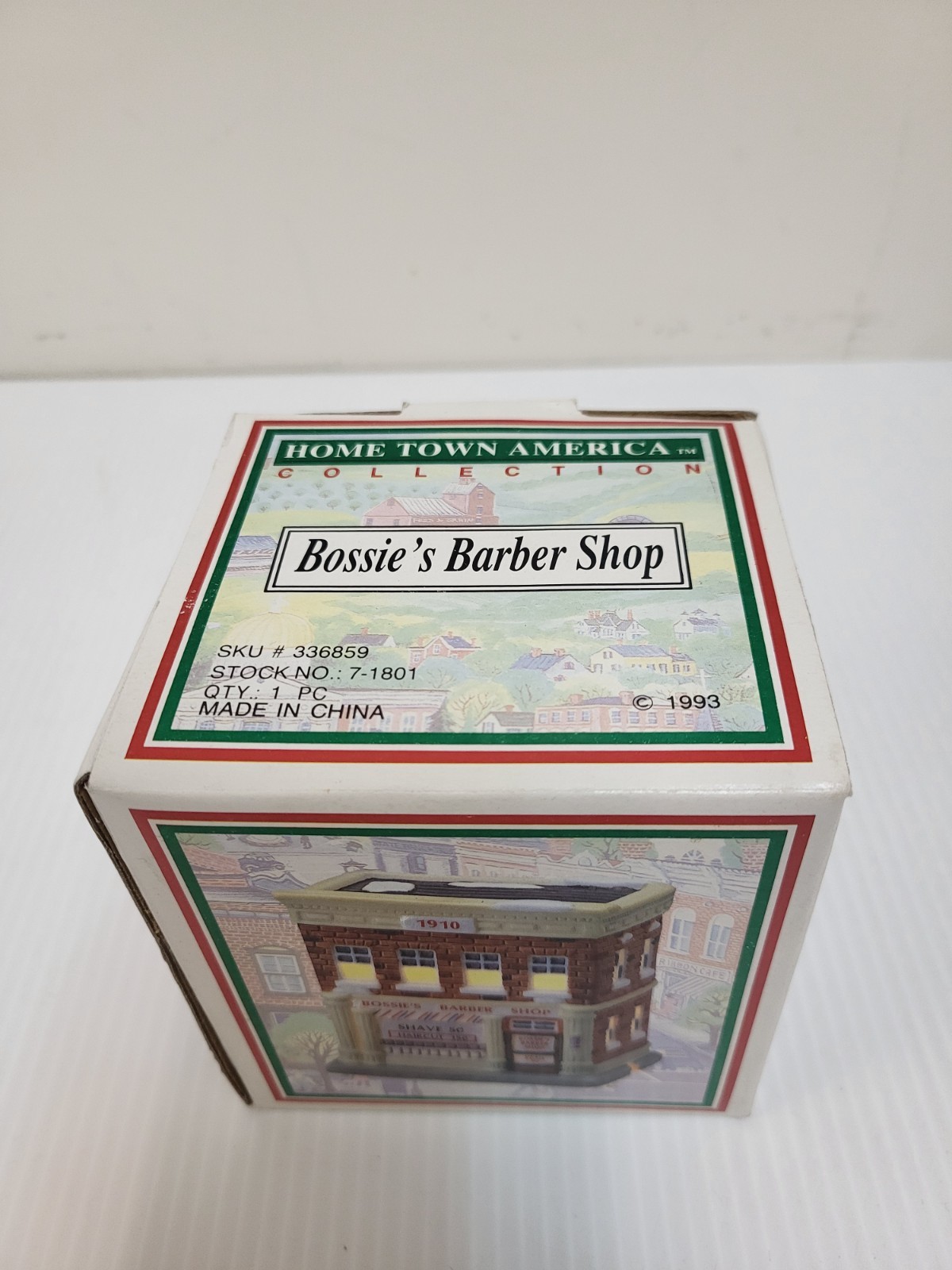 Home Town America Christmas Village BOSSIE’S BARBER SHOP 1993 3″X3″
