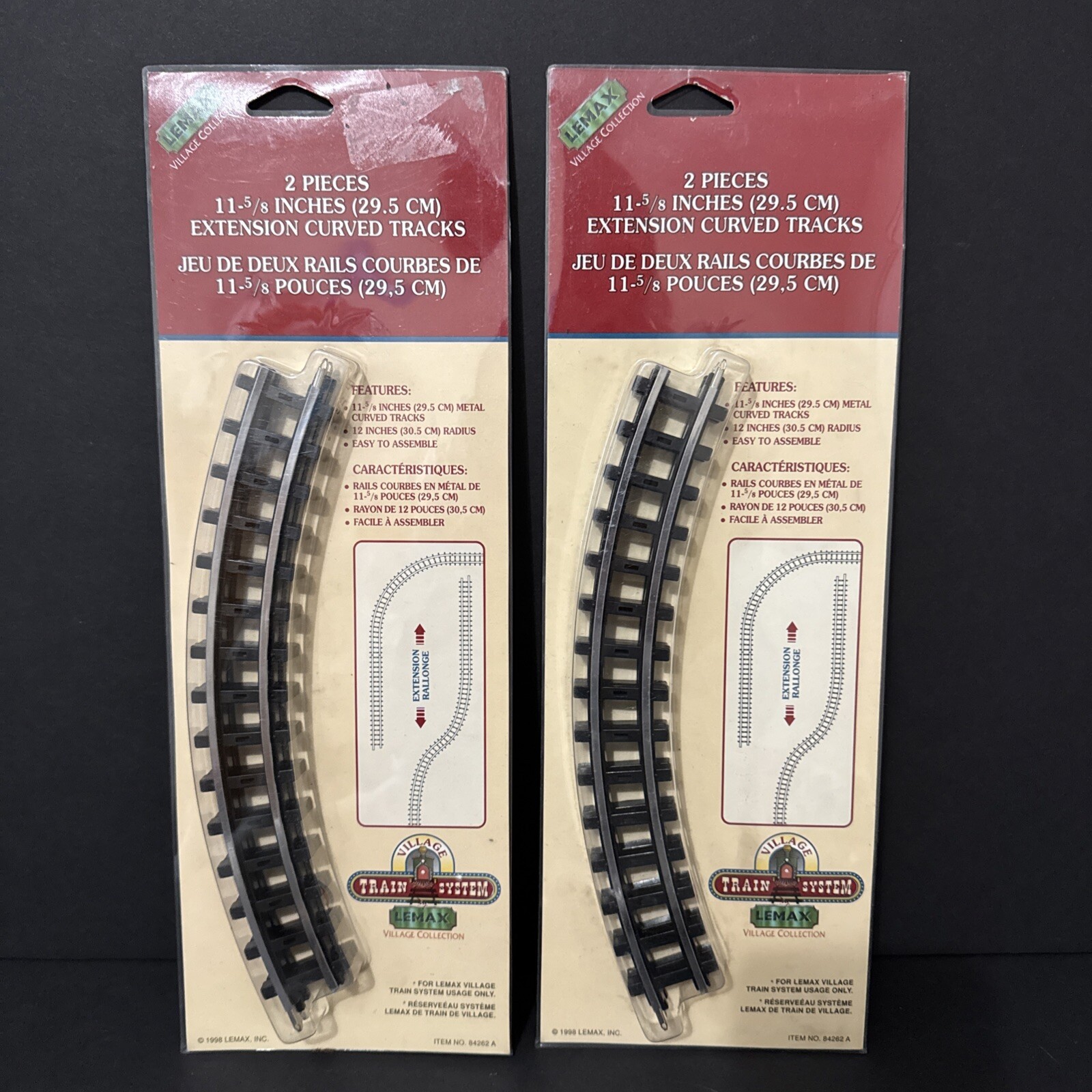 Lemax Village Train System 11 5/8″ Expansion Curved Tracks Lot of 4 (2 Pack) NOS