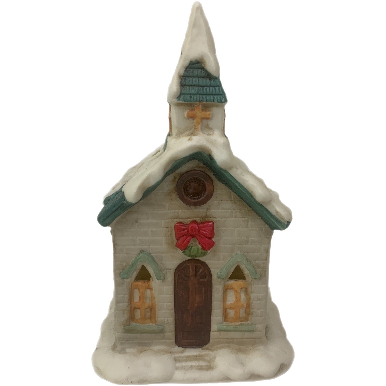 Vintage Holiday Home Colonial American Porcelain Church Christmas Village Taiwan