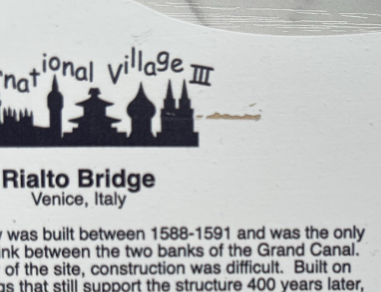 Cat’s Meow Venice ITALY Rialto Bridge Int’l Village III Shelf Sitter Signed