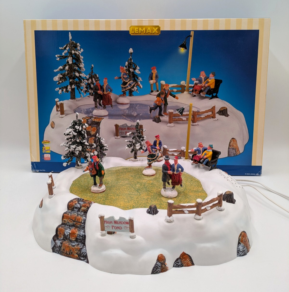 LEMAX High Meadow Skating Pond Animated Christmas Village Table Accent Holiday