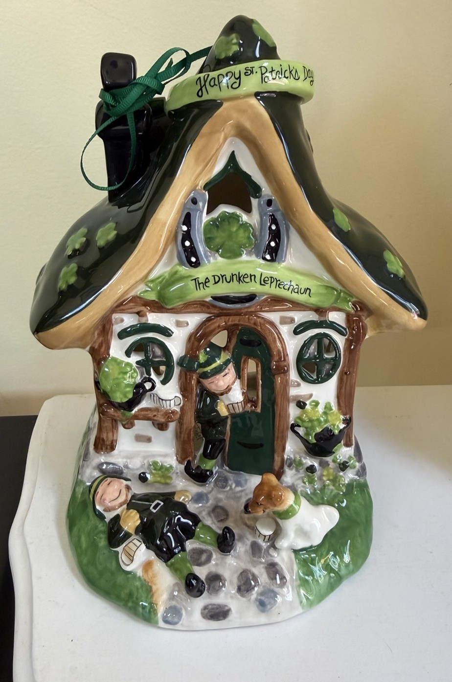 Blue Sky Clayworks The Drunken Leprechaun Village House, St. Patrick’s Day, NEW