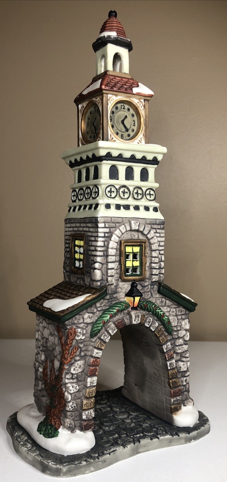 O’WELL Christmas Village Accessories 11″ CLOCK TOWER Holiday Decor
