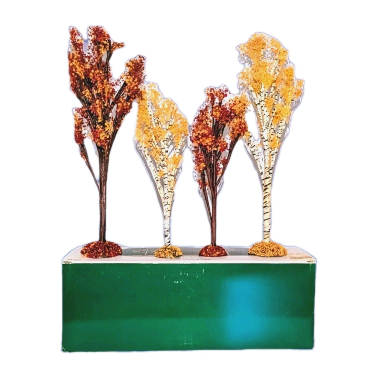 Vtg Dept 56 Village Accessory Set 4 Autumn Leaf Trees Fall Leaves Birch 52975 A+
