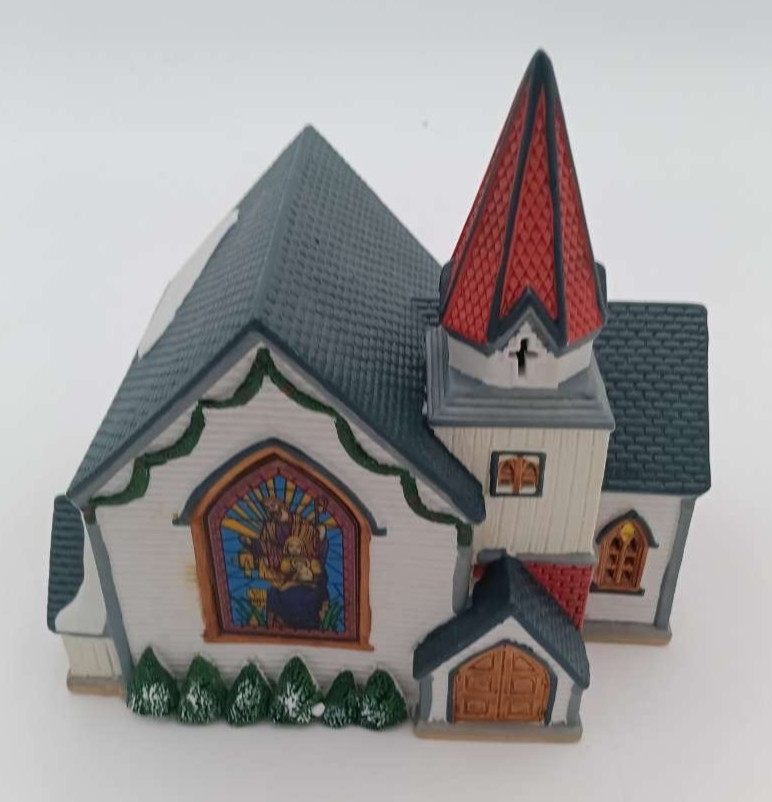 Vail Village Porcelain Lighted Church Holiday House 1991 No Light Cord Included