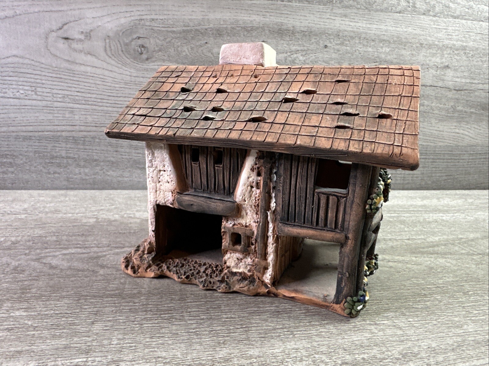 Unknown Signed Handmade Detailed Clay Cottage/Church Home Decor