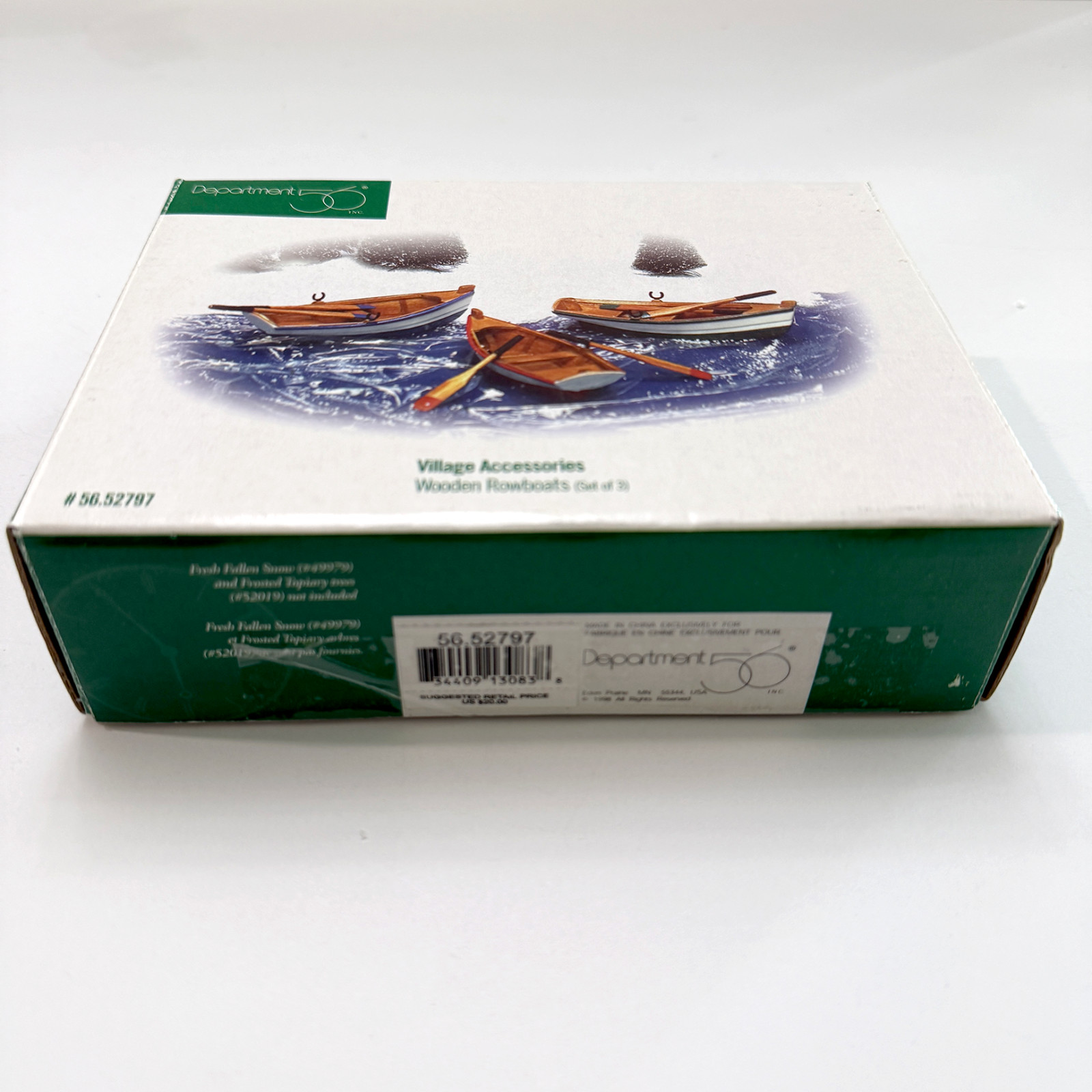 Dept 56 Village Accessories Wooden Rowboats w/Paddles – Set of 3 w/Box – Read