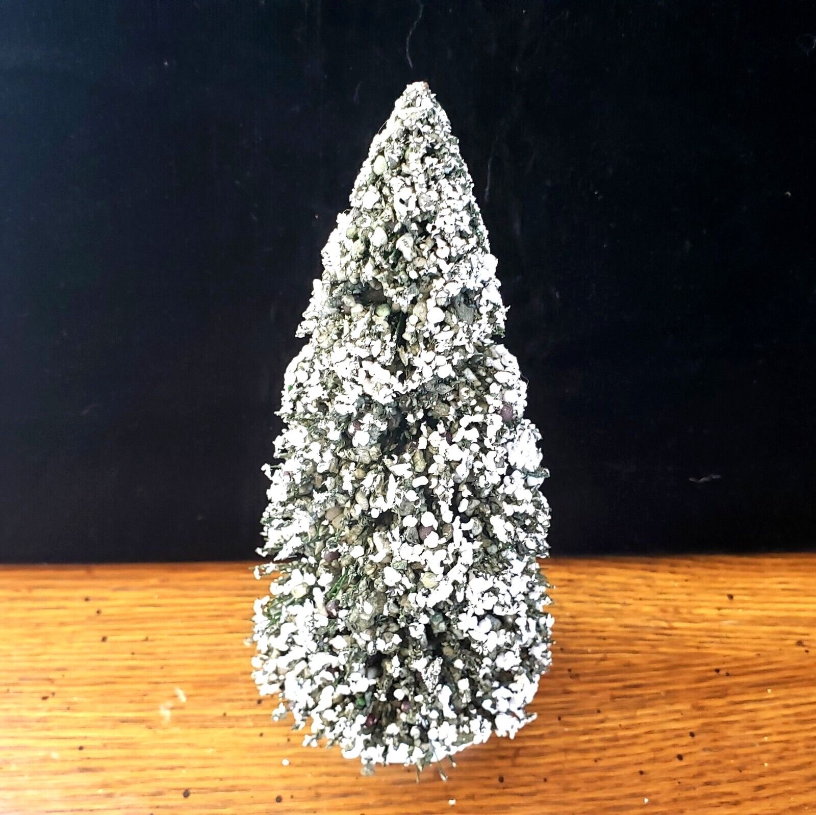 Green Bottle Brush Tree with Heavy Snow Christmas Village Accessory 6.25″ Tall