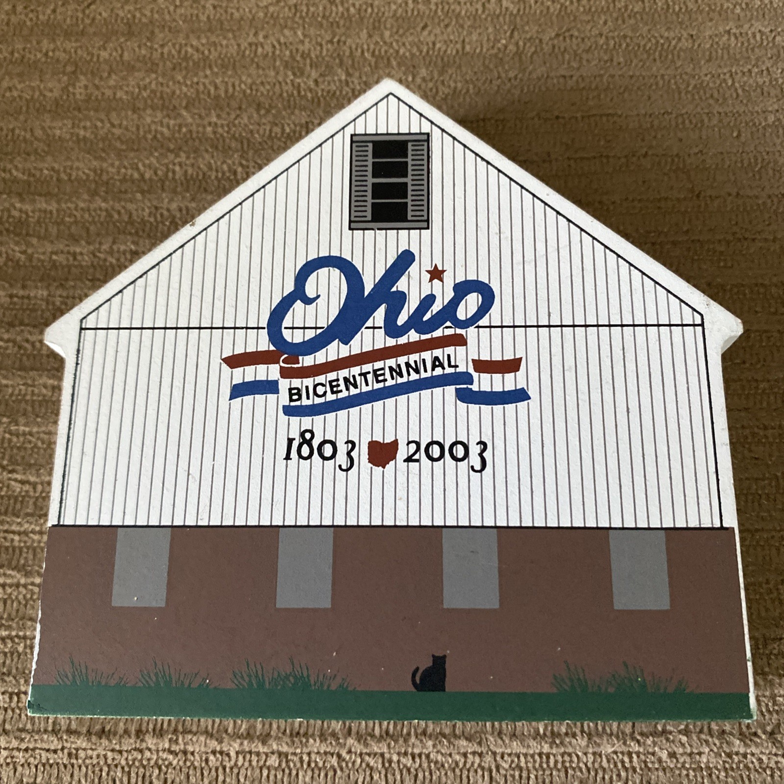 Cat’s Meow Ohio Bicentennial Barn Montgomery County #10 Wooden Shelf Sitter