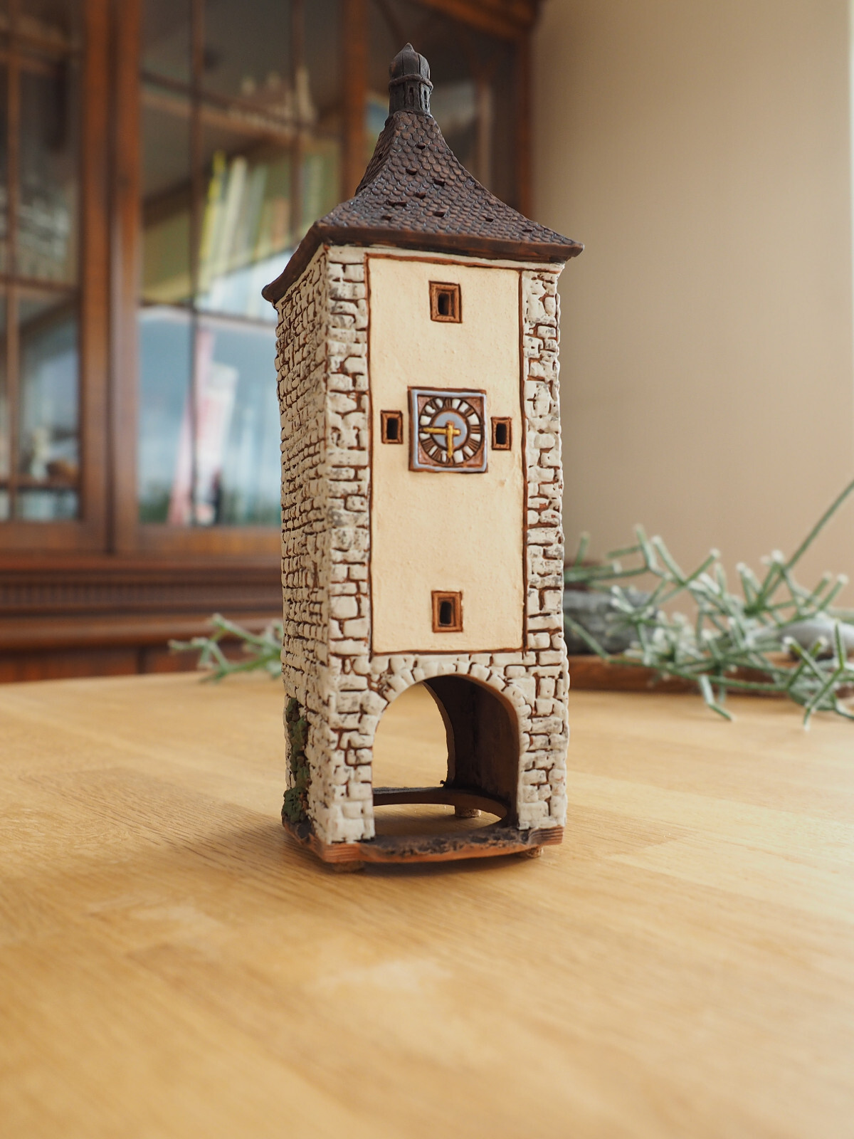 Ceramic Miniature House Candle Holder Siebers Tower in Rothenburg 23cm Midene
