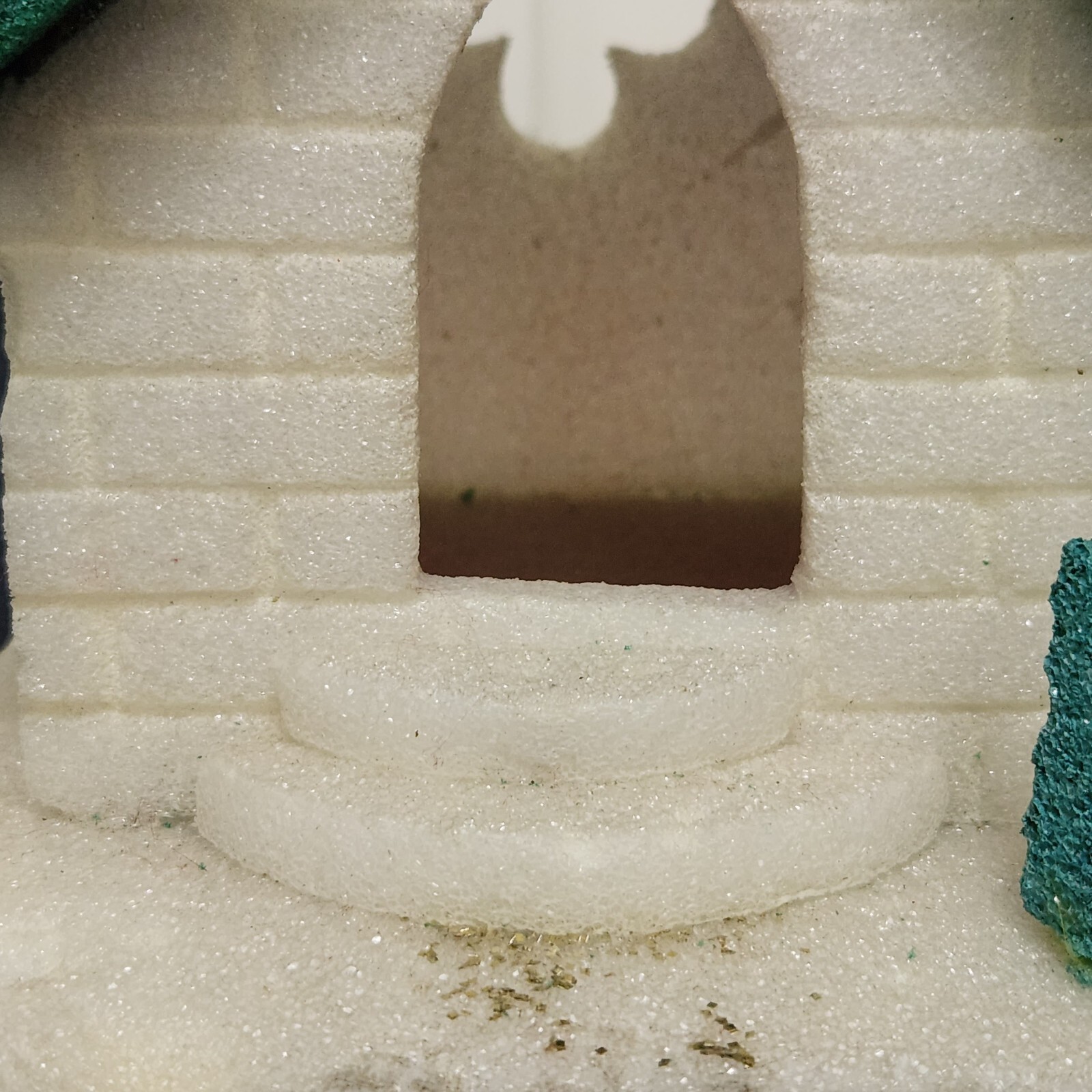 Vintage Styrofoam Handmade White Christmas Church Steeple Mantle Train Platform