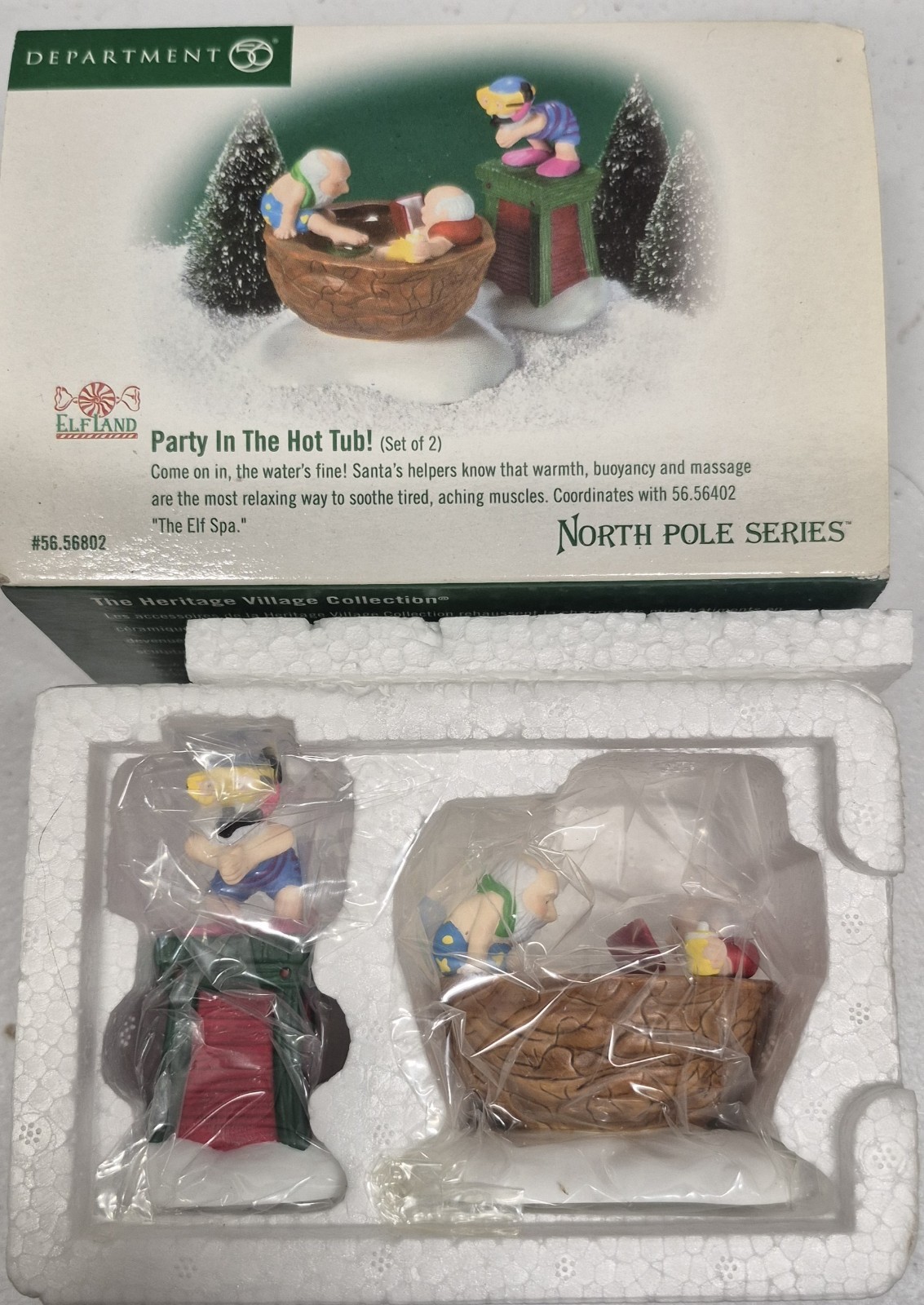 Dept 56 North Pole Series “Party In The Hot Tub” Christmas Village Figurine Set