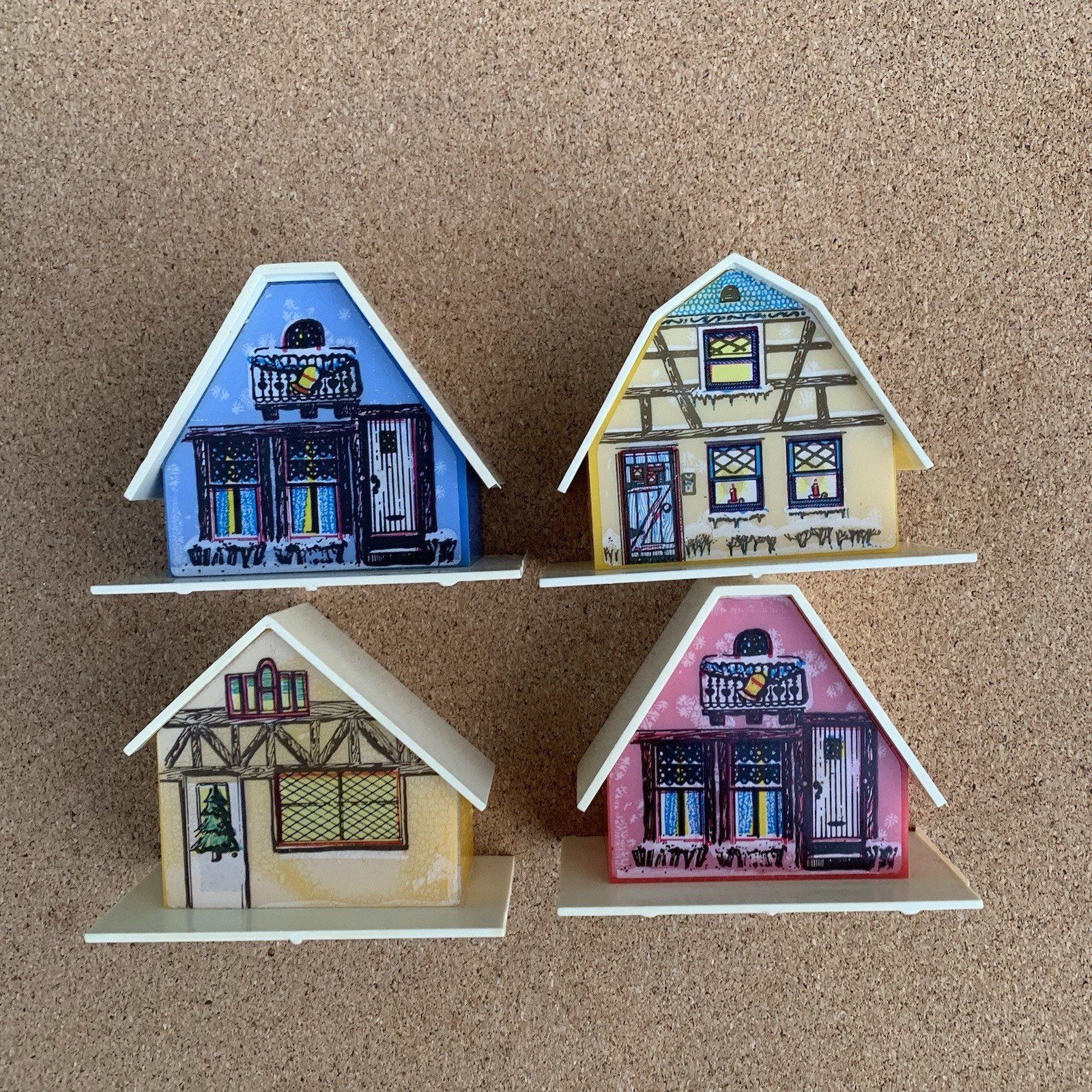 Vintage Alpine Cottages Village Houses 4 Plastic Light Covers