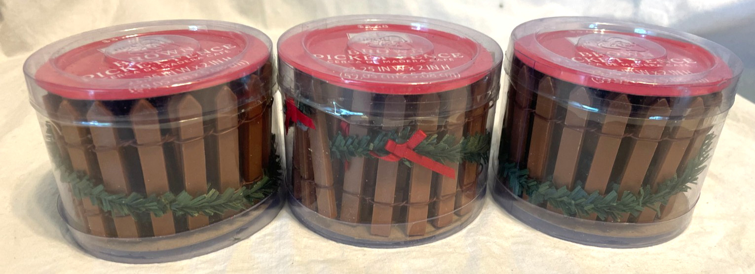 Holiday Time Lot of 3 Brown Picket Fence 23.25″ W x 2″ H