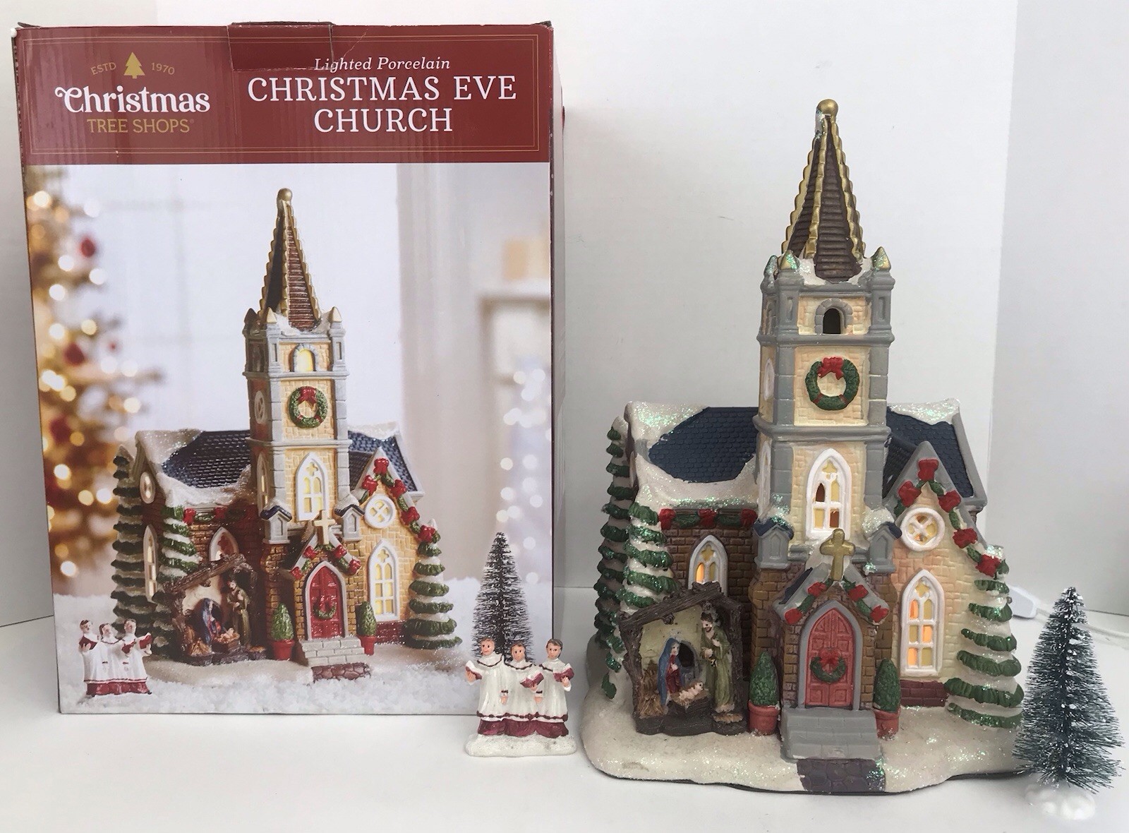 Christmas Eve Church Christmas Tree Shops Lighted Porcelain Village Building