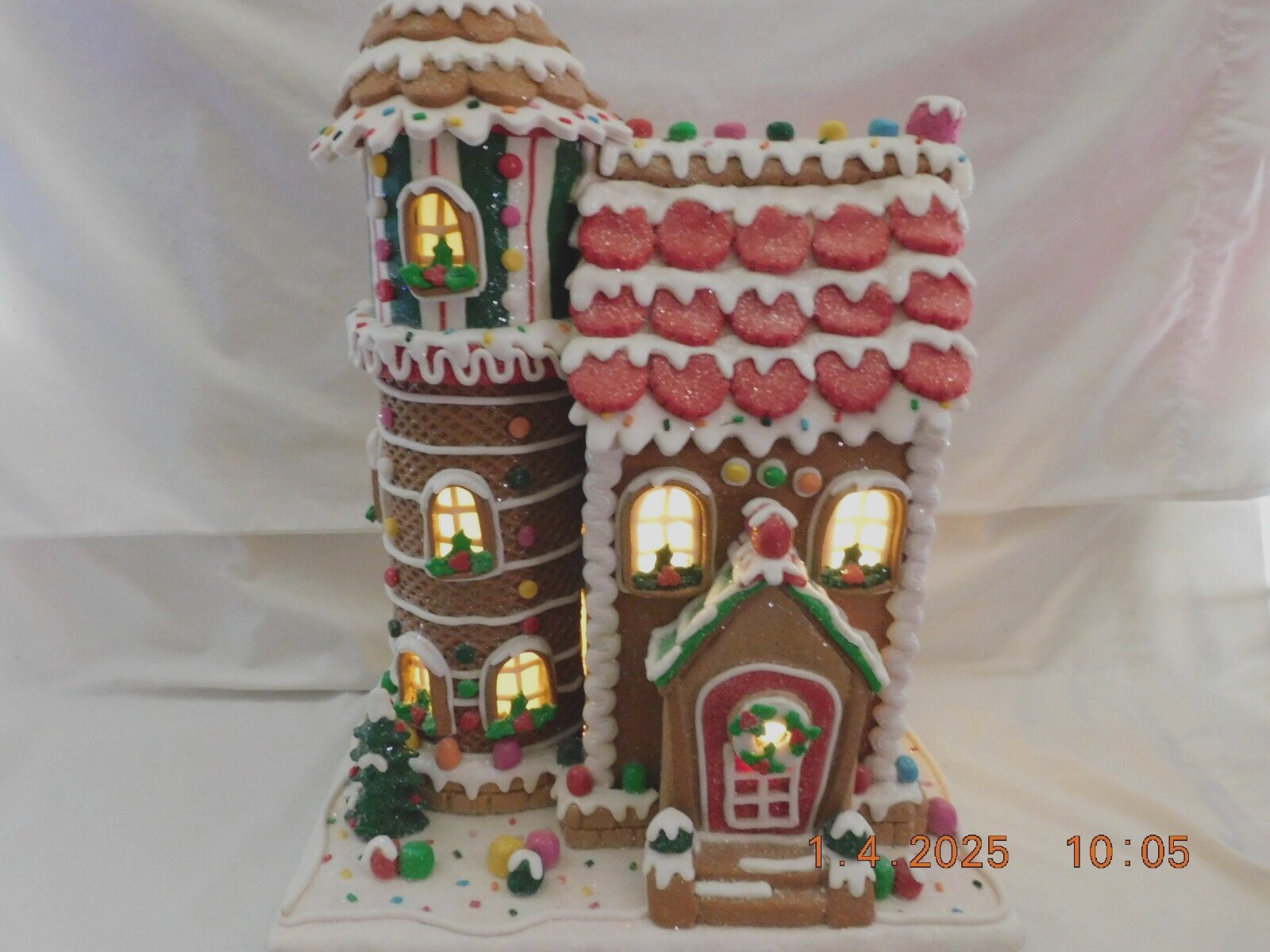 New Trimsetter Gingerbread House Castle Tower LED Lighted 19″x13″x9″ Dillards