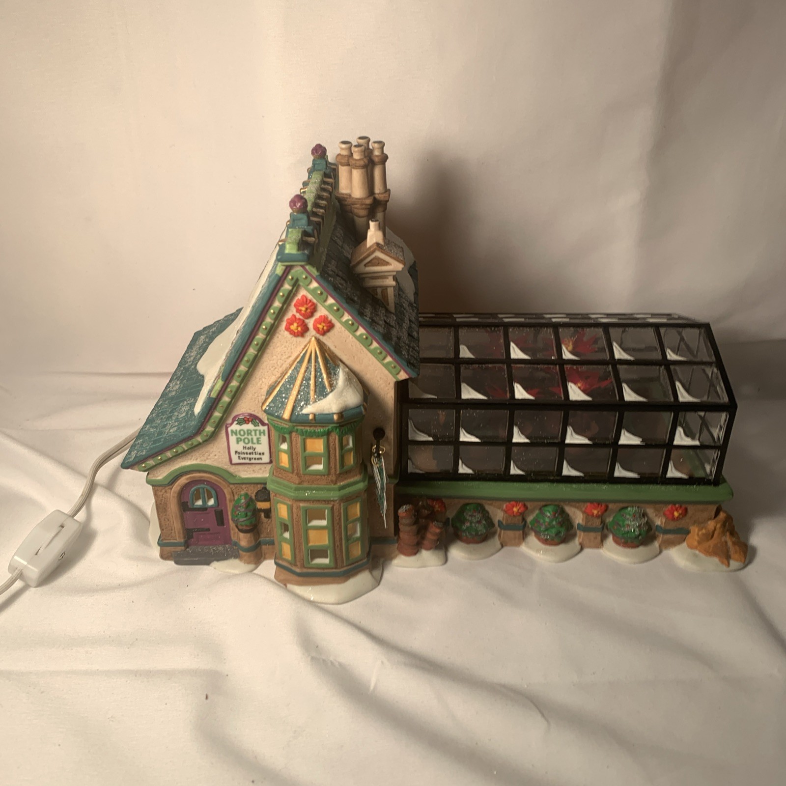 Vtg Department 56 Mrs. Claus’ Lighted Greenhouse North Pole Series Village #5610