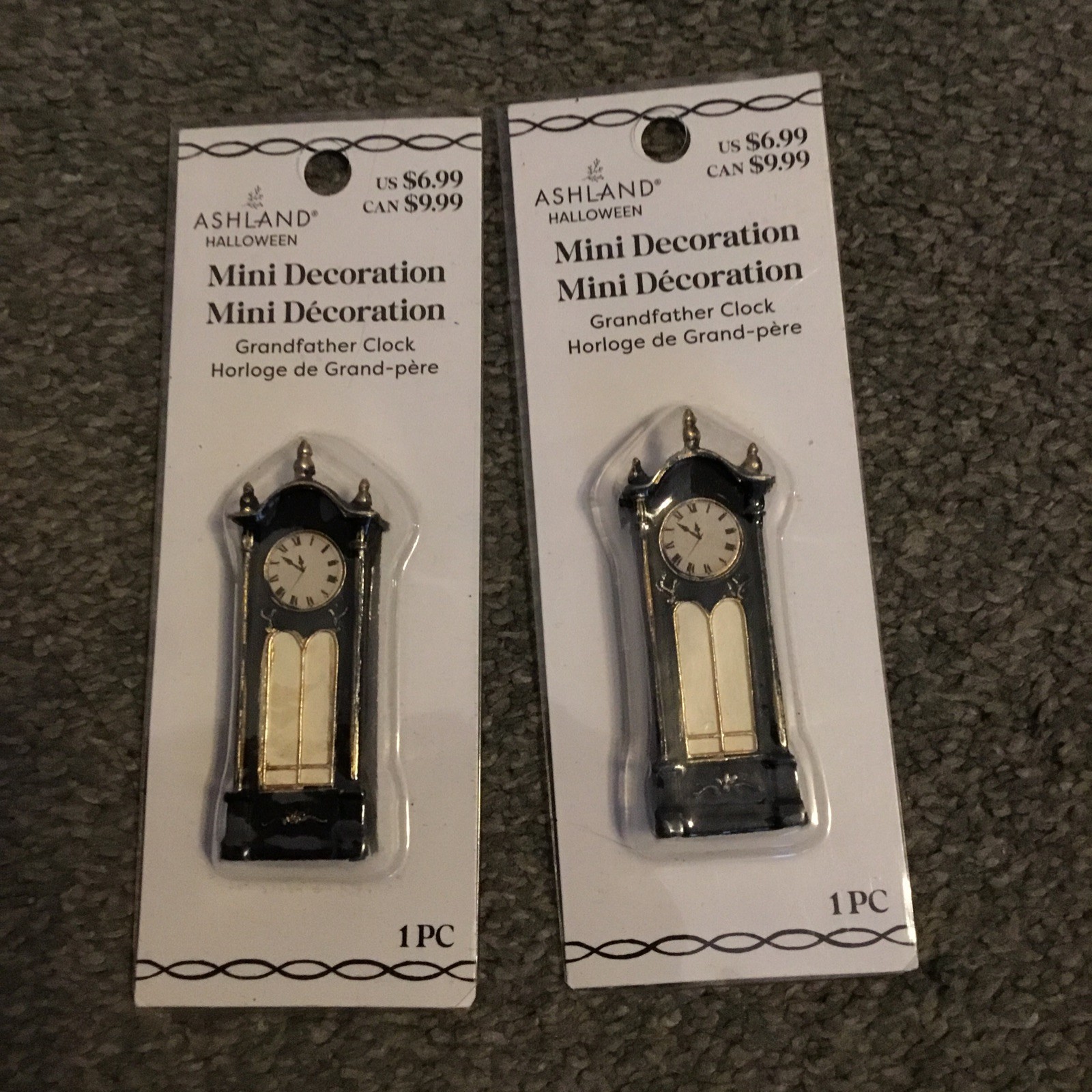 ASHLAND HALLOWEEN MINIATURES GRANDFATHER CLOCK – LOT OF 2 – NEW IN PKG 2025