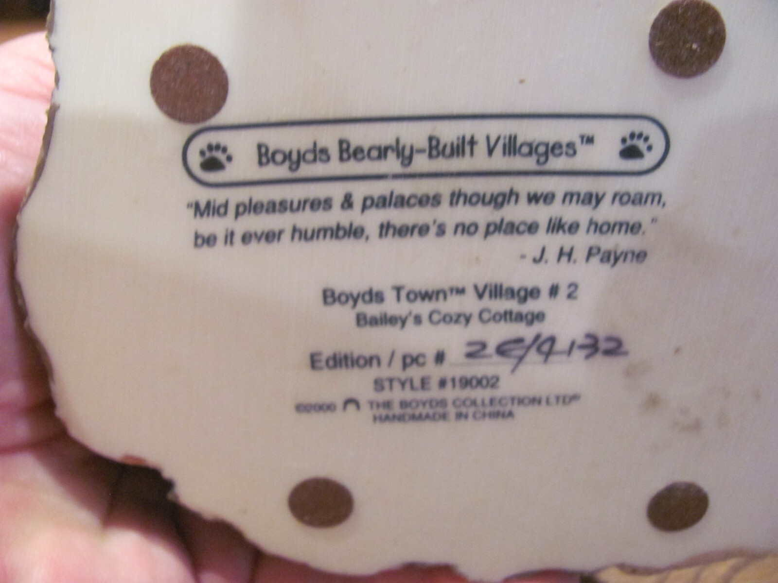 Boyds Bears Boyds Town Village #2 19002 Baileys Cozy Cottage