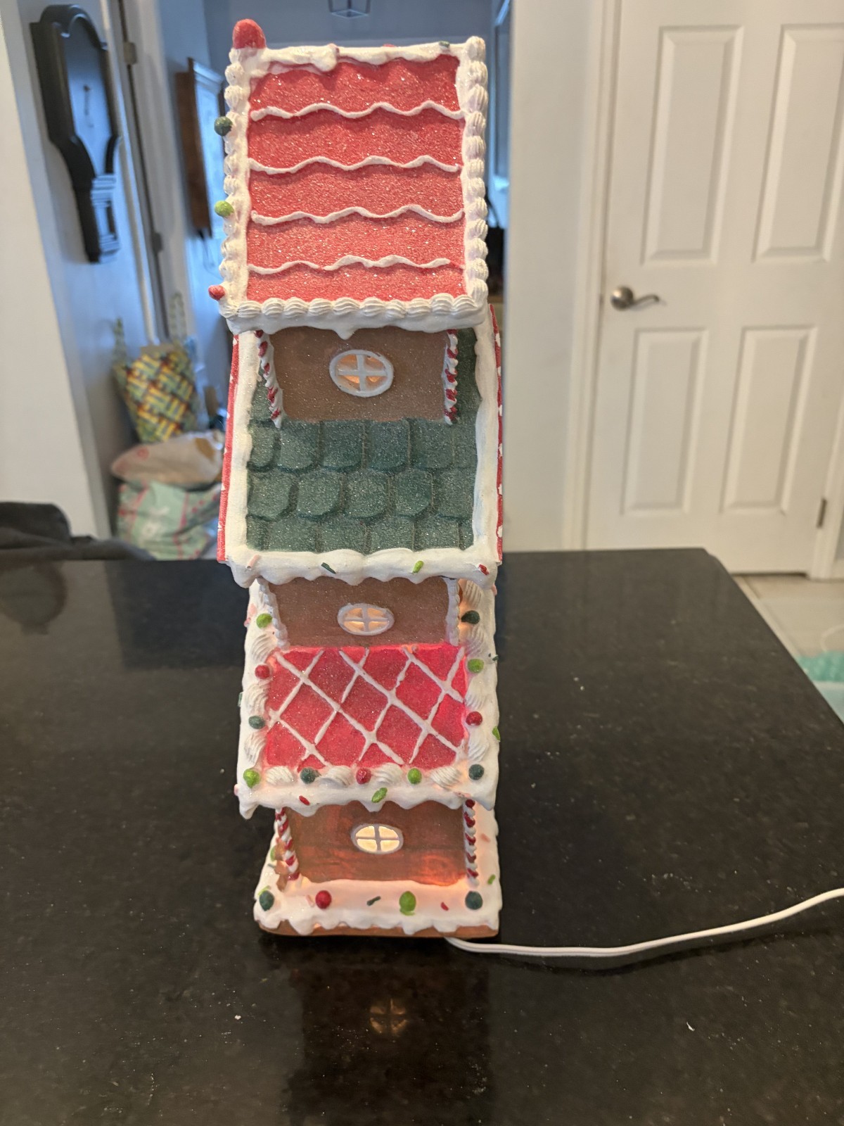 Glitzhome 18.5 Lighted Gingerbread House Christmas Table Decor Plug-In