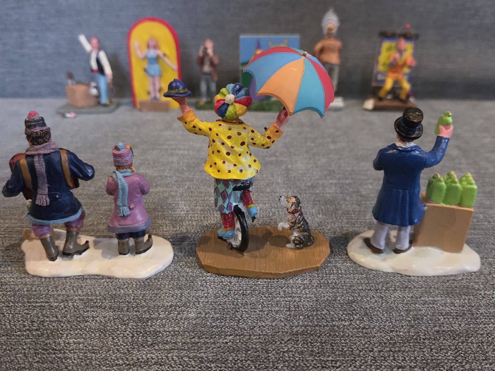 Lemax Carnival Amusements Unicycle Clown Musicians Carnival Circus Village 9 Lot