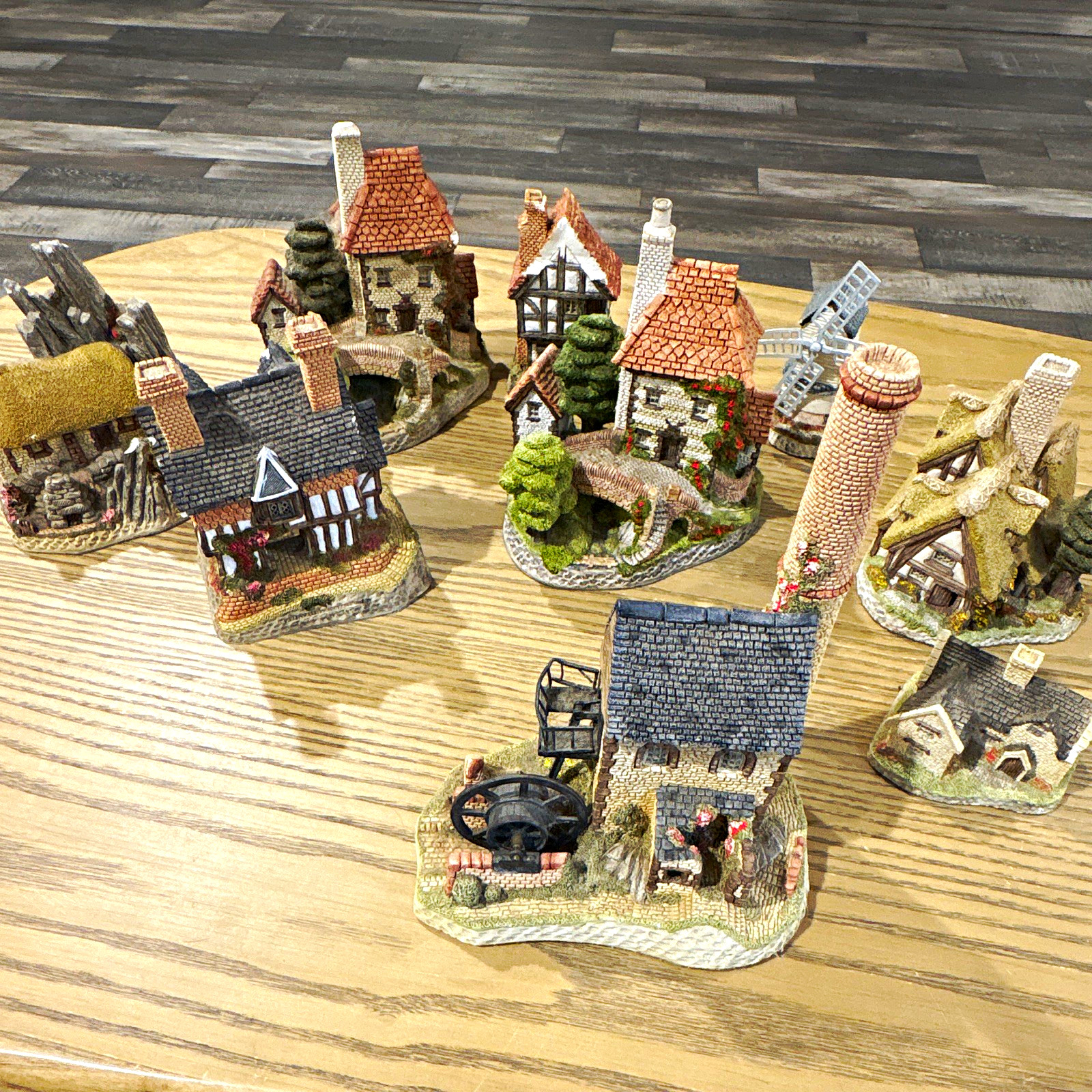 David Winter Hand Painted Handmade Village Miniature Cottages 9 pieces total
