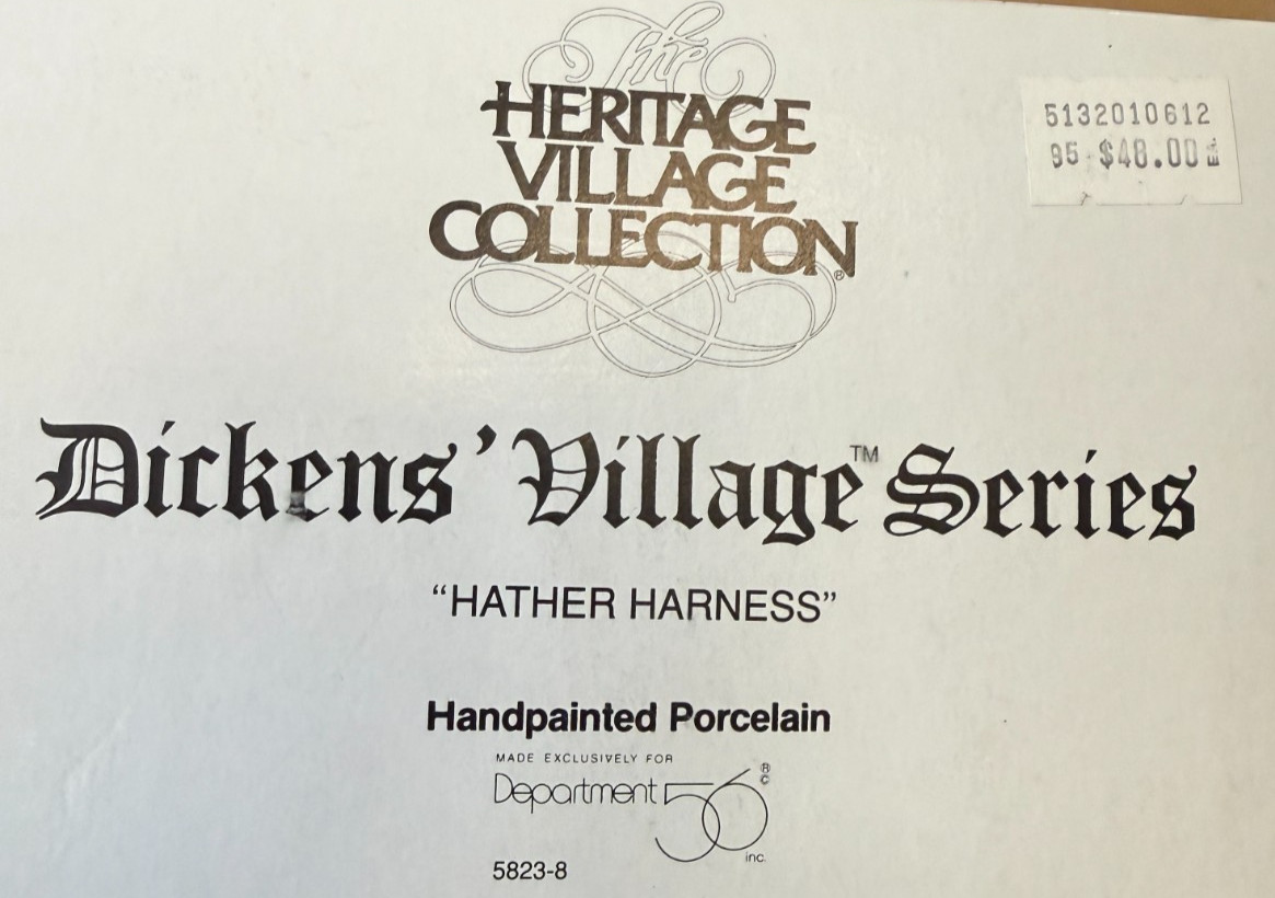 Department 56 Dickens Village Hather Harness Porcelain Building 5823-8 Box Light