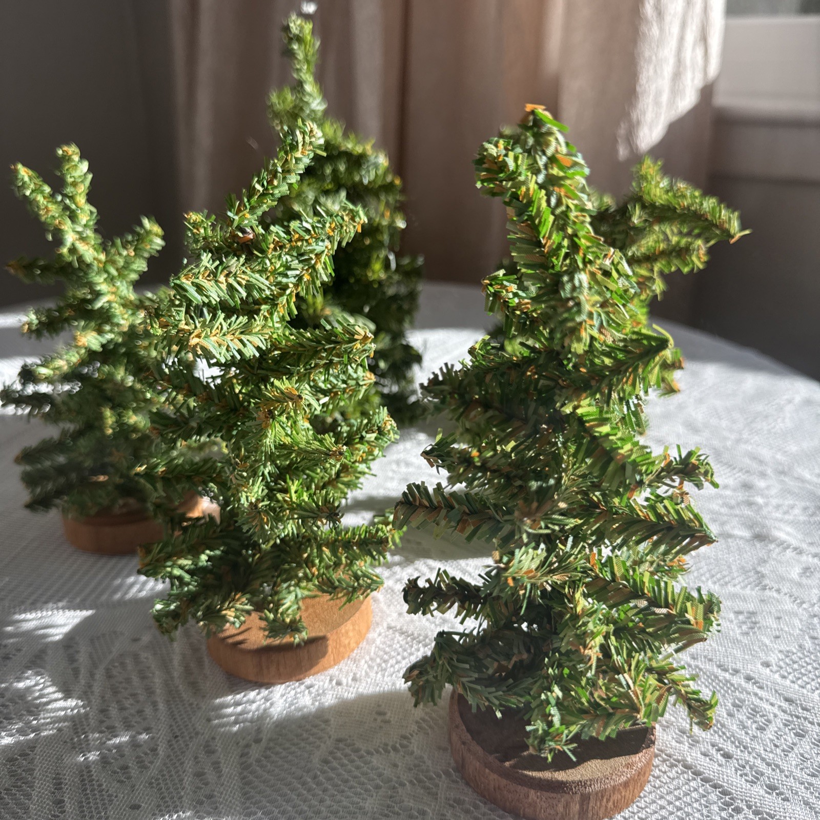 Vintage Christmas Village Trees Set of 6 Bottle BrushStyle Tabletop Display 6–8”