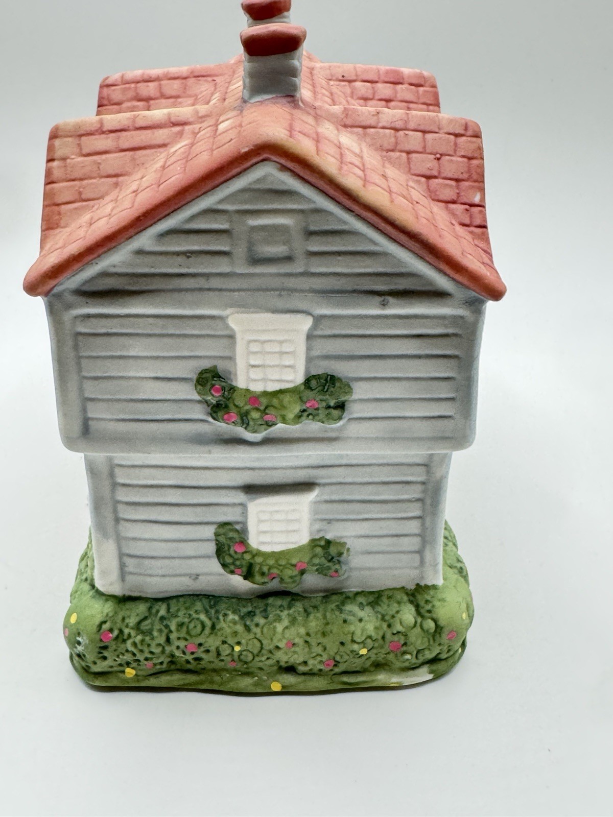 Vintage Ceramic Cottage House Figurine Cottagecore Shelf Decor Pink Roof