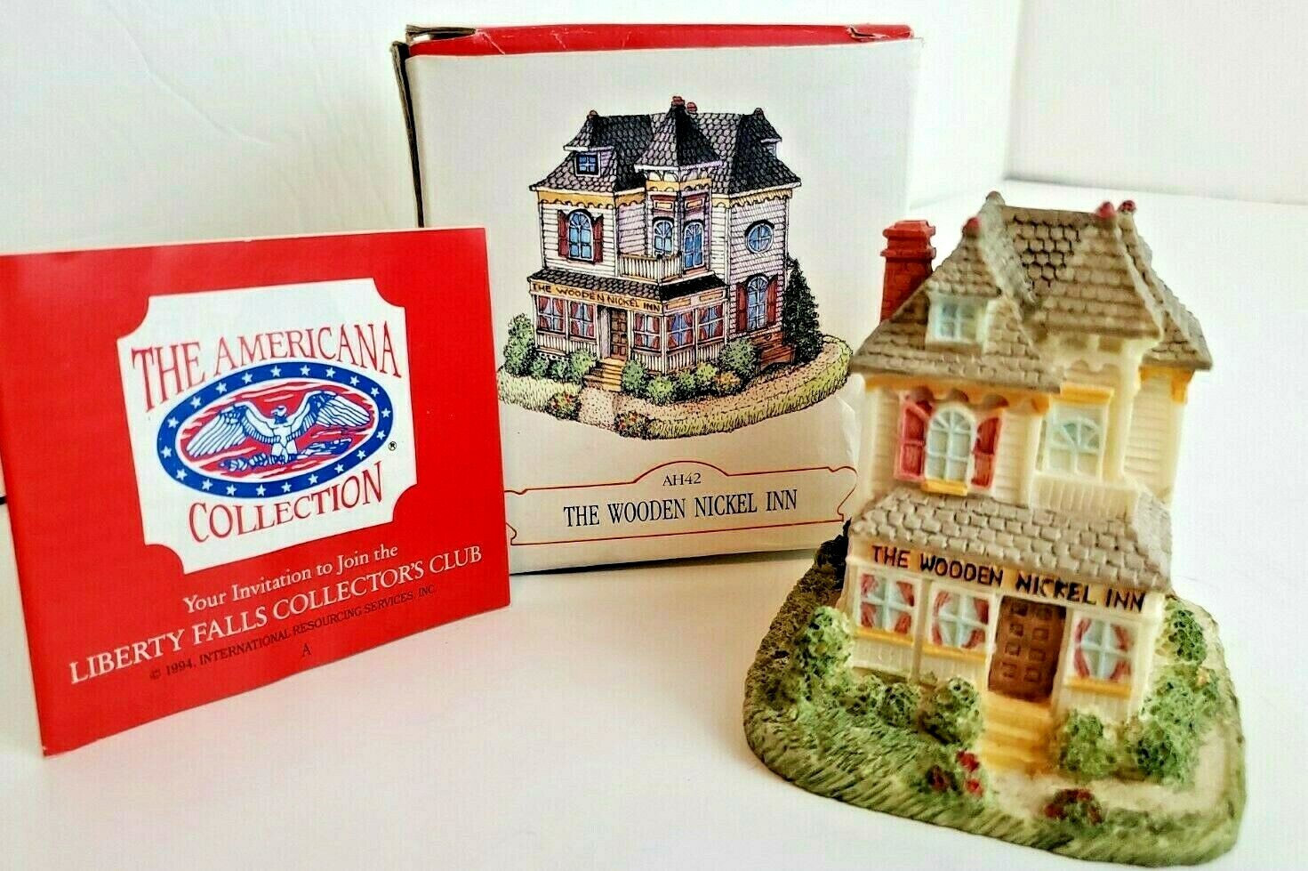 Liberty Falls® THE WOODEN NICKEL INN Figurine (AH42) ©1994 – 3″H