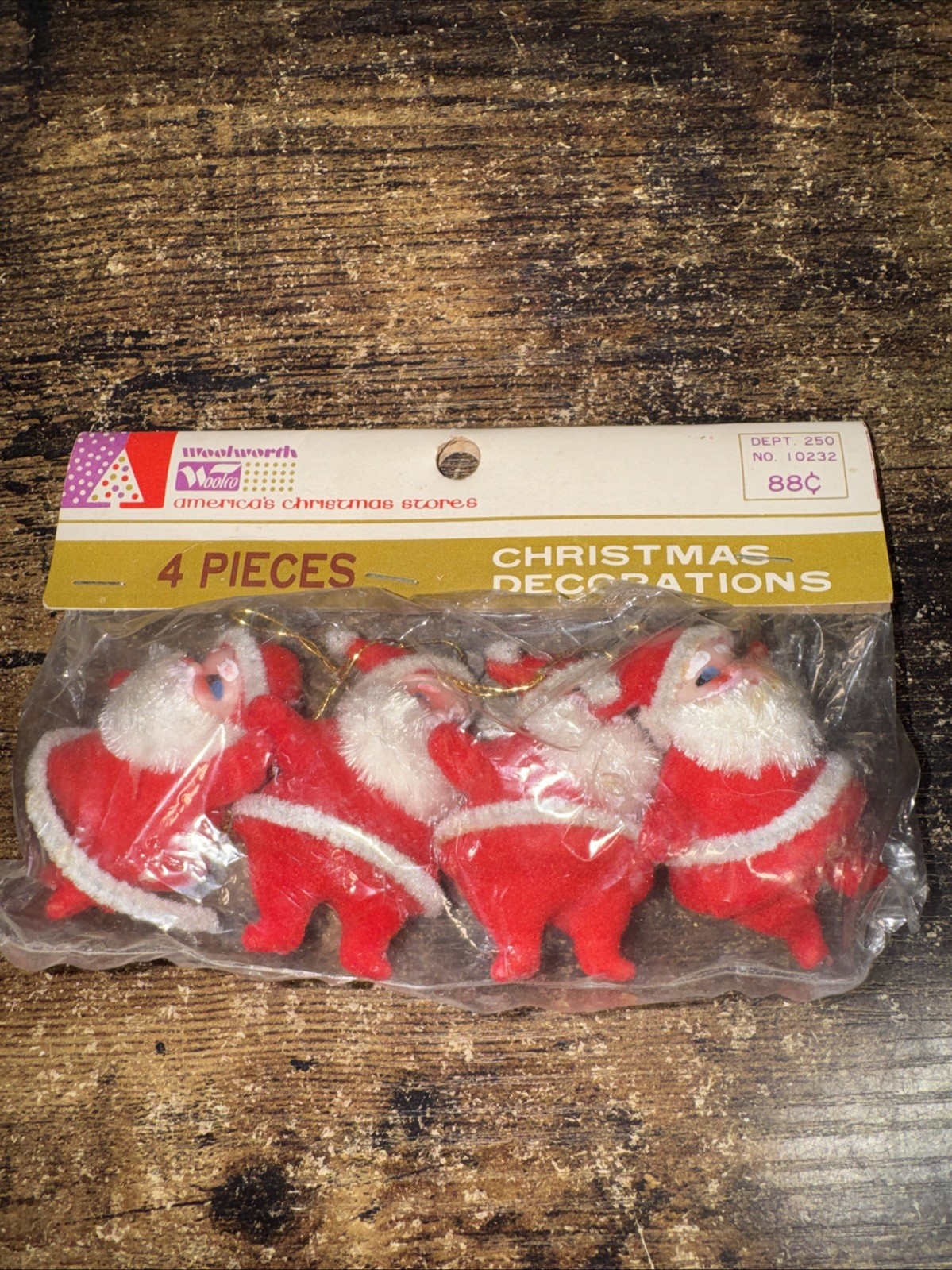 4 Miniature Santa Claus Woolworth (America Christmas Store) New In Package