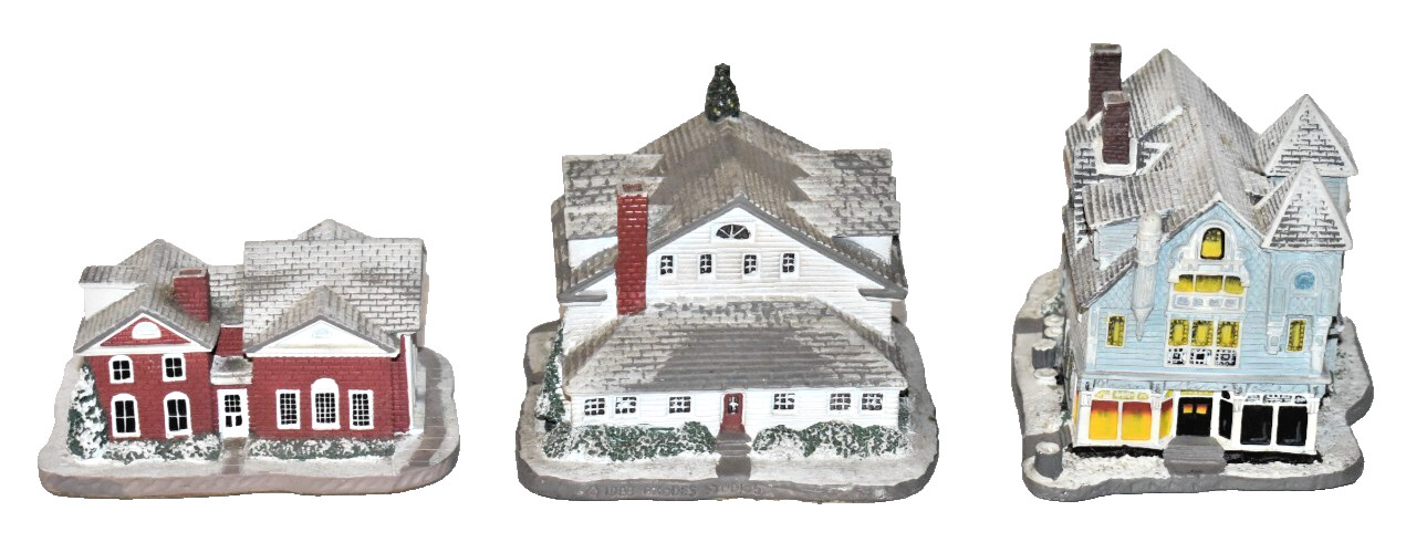 3 Rhodes Studios Norman Rockwell’s Main Street Houses Antique Store Bank Studio