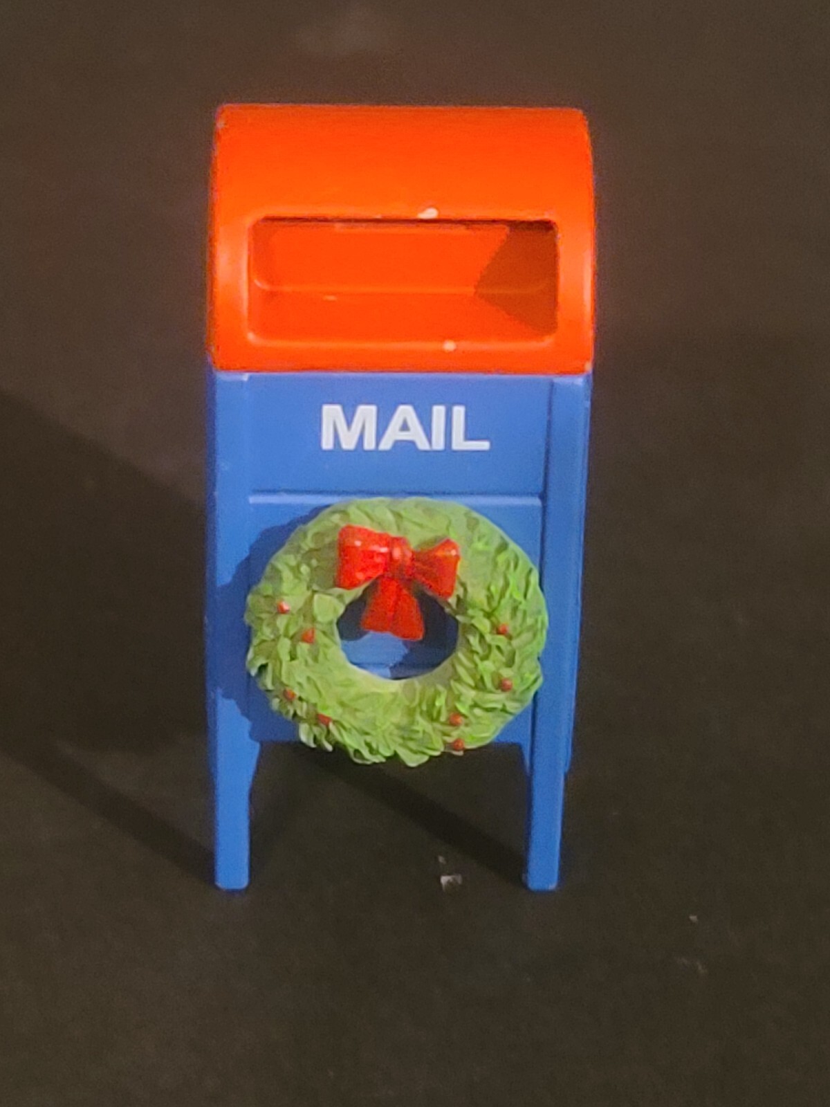Christmas Village Metal Miniature MAILBOX Red & Blue 2.25″ inches tall