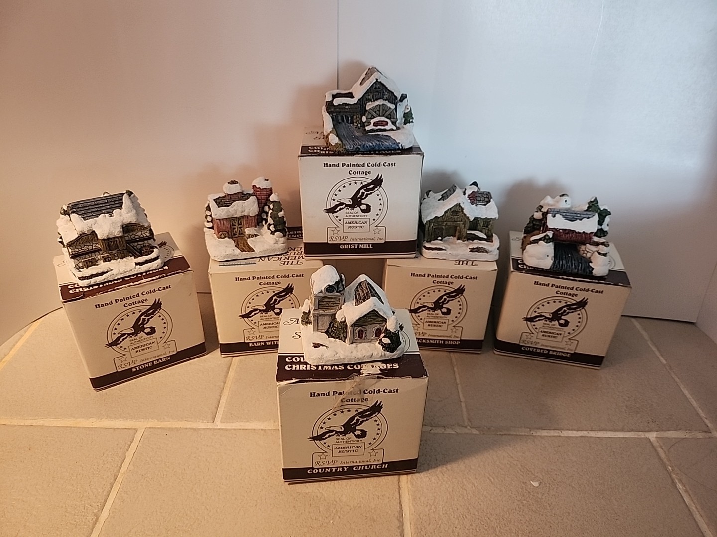 1989 American Rustic Series Vintage Country Christmas Cottages Complete Set of 6