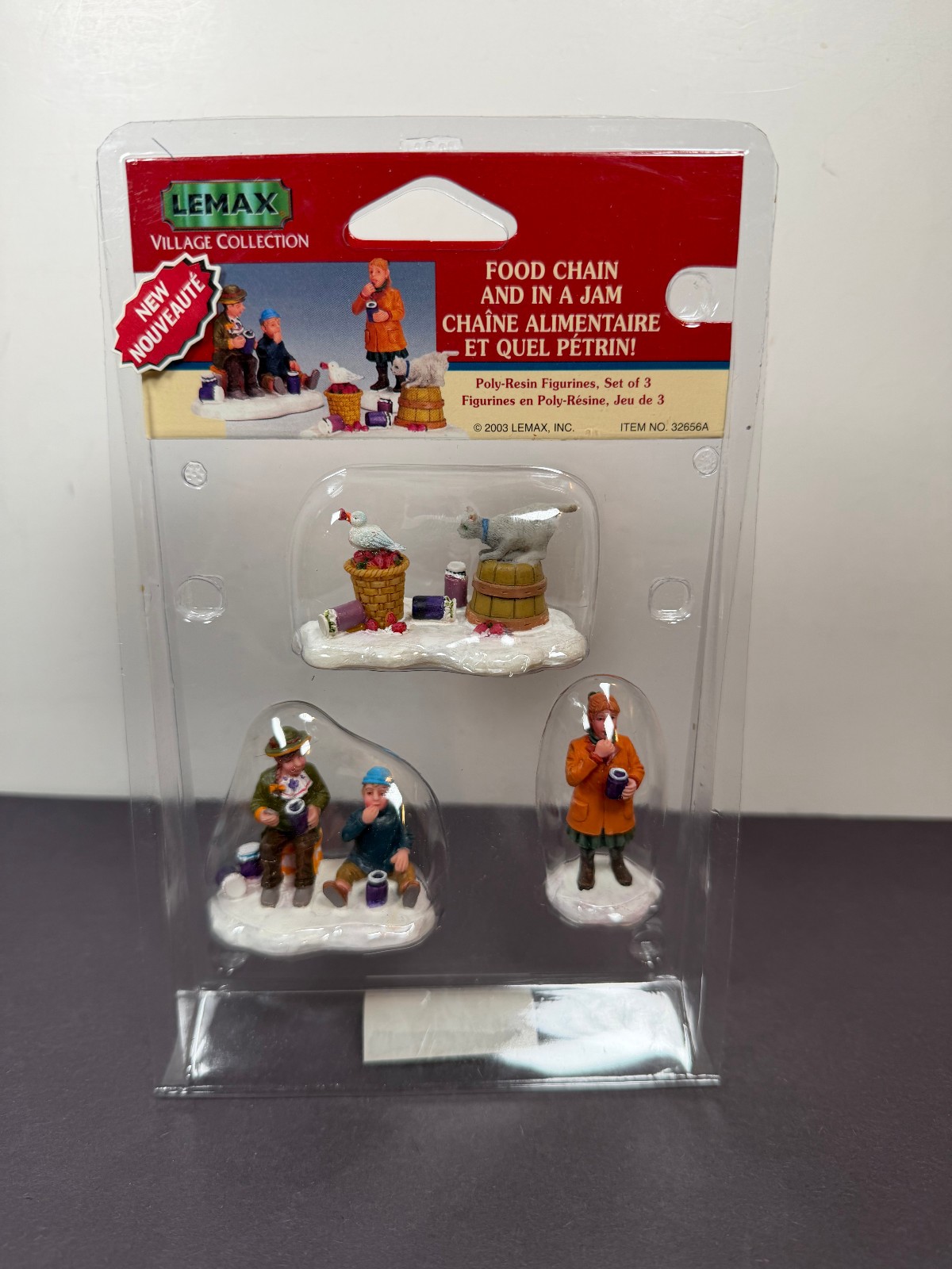 Lemax Village FOOD CHAIN AND IN A JAM Resin Figurine Figure Set 2003 32656A