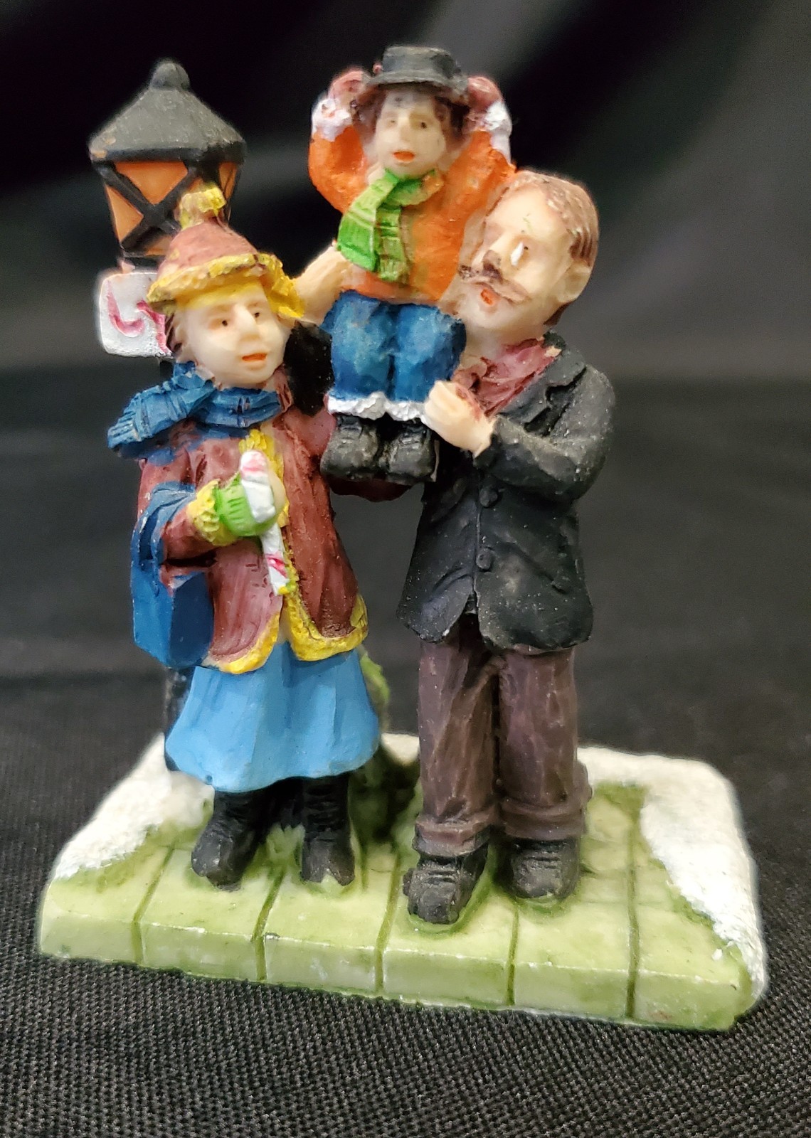 TINY TIM A Christmas Carol village figurine Bob Cratchit family by lamppost