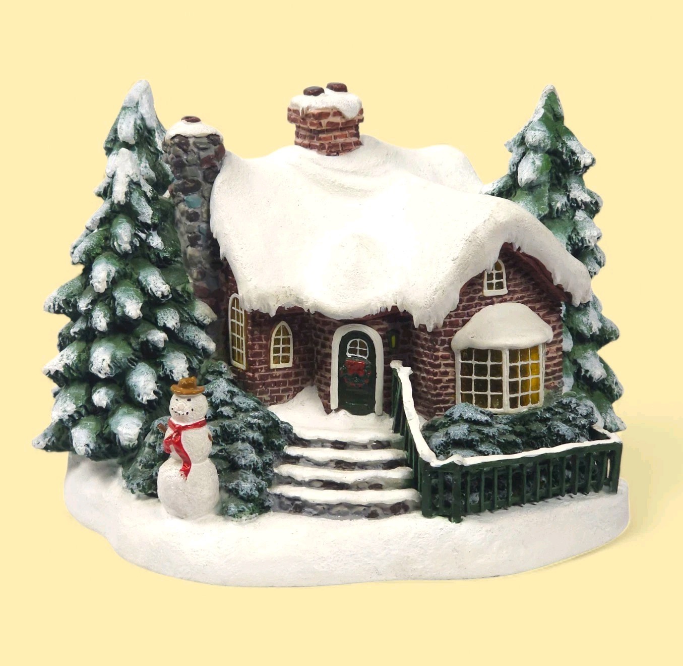 Thomas Kinkade A Village Christmas 2002 Lighted Cottage Snowman House Teleflora