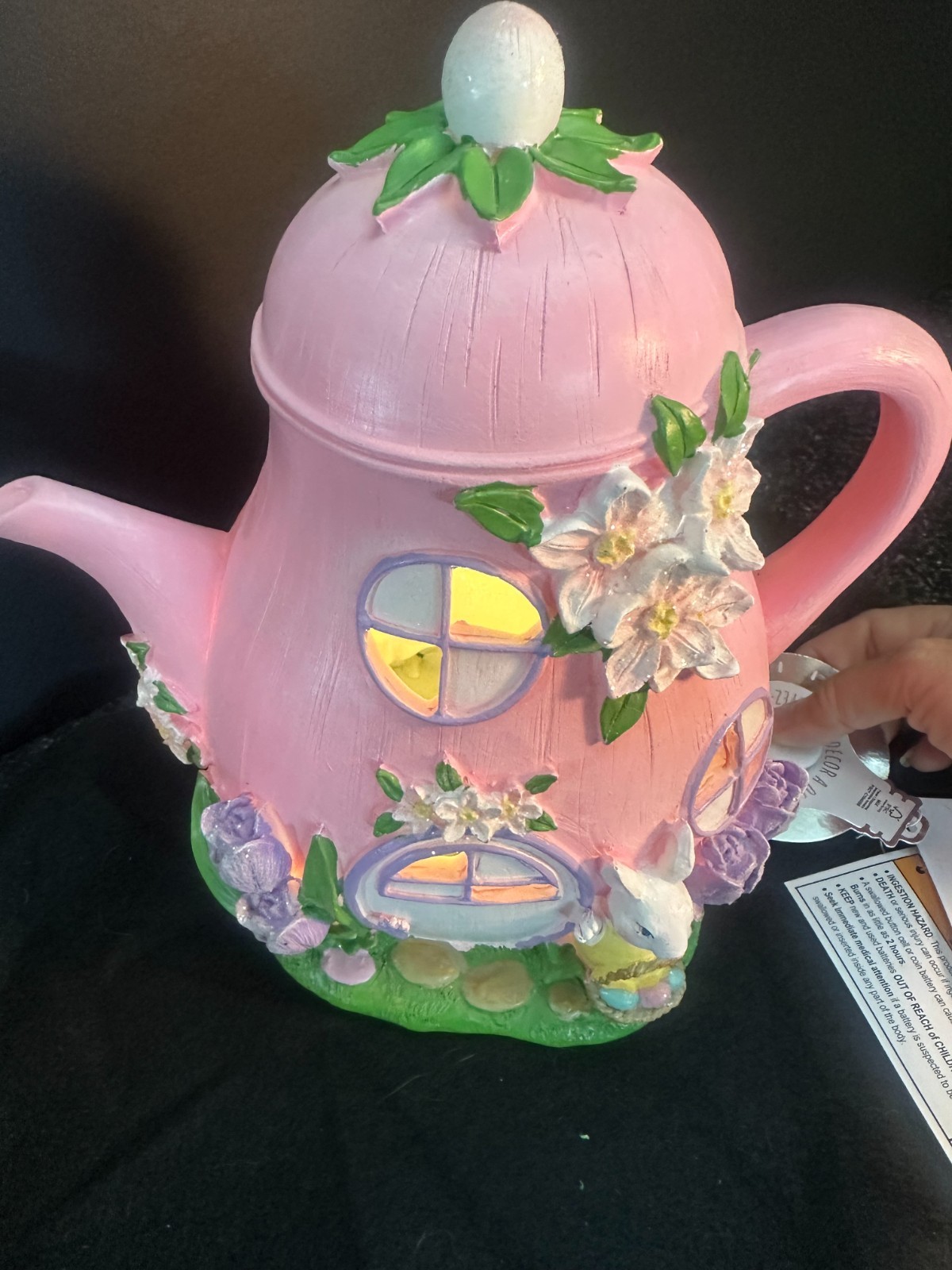 SPRING GATHERINGS LED Light Up Teapot House Easter Decor 10″H (NEW WITH TAG)