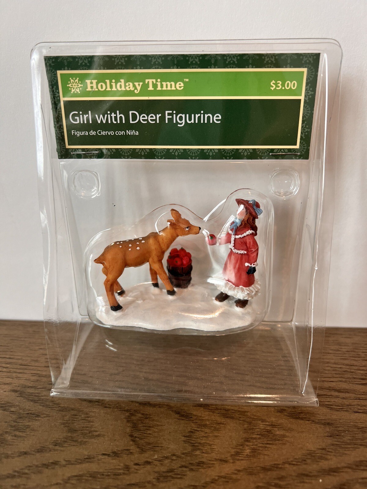 Holiday Time Figurine Girl With Deer Vintage