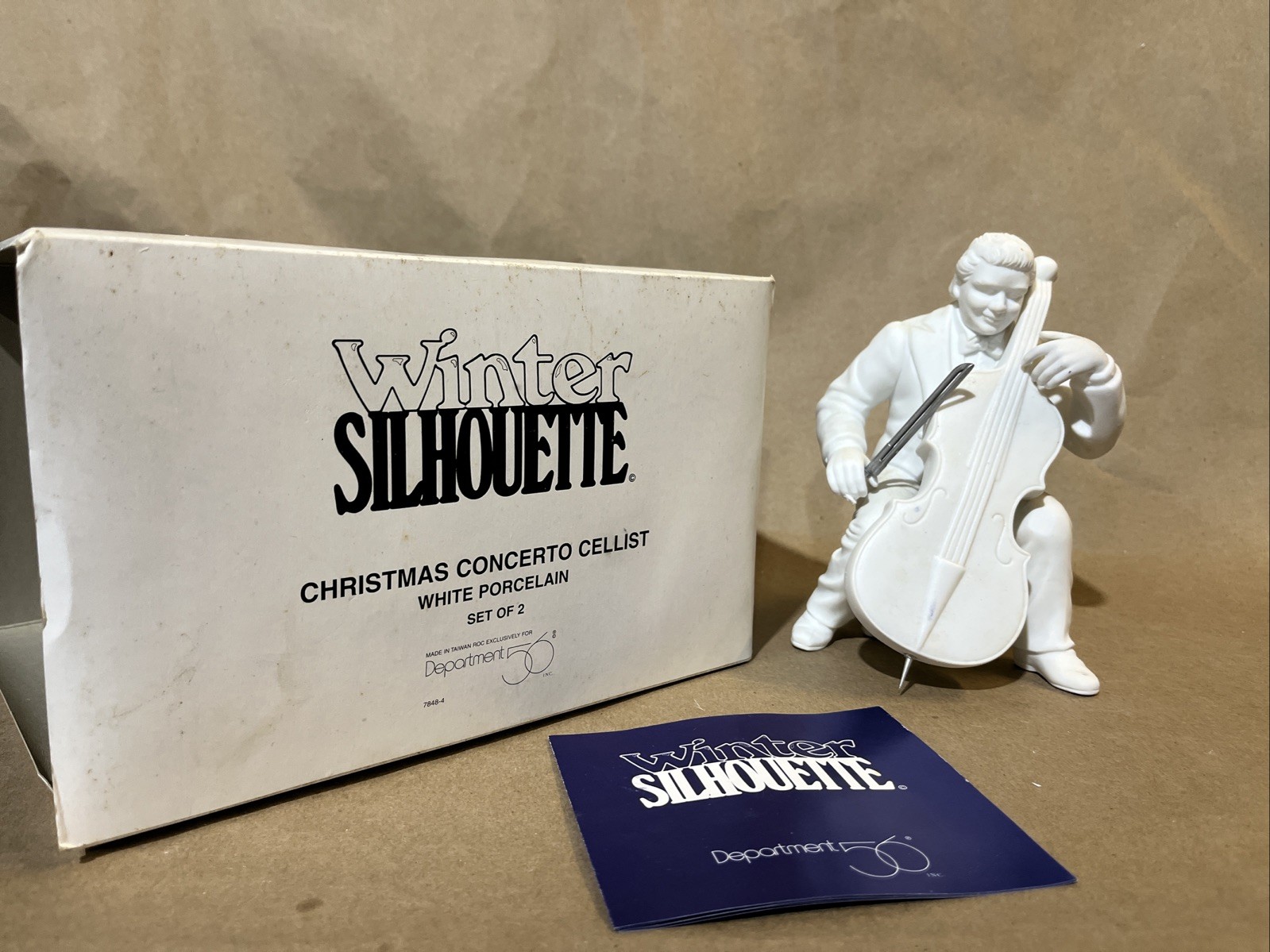 Dept 56 – Winter Silhouette Christmas Concerto Cellist White Porcelain 7848-4