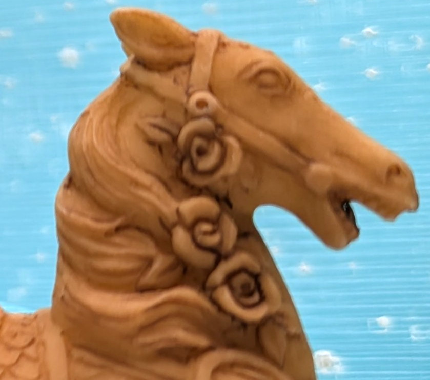 O’Well wood carver carousel horse Christmas Village Figurine partial pkg. INV561