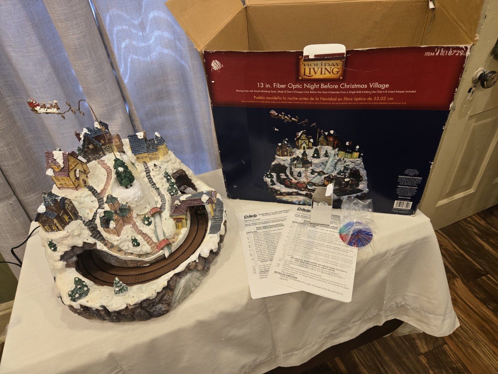Holiday Living 13″ Fiber Optic Night B4Christmas Village Moving Train w/Sound