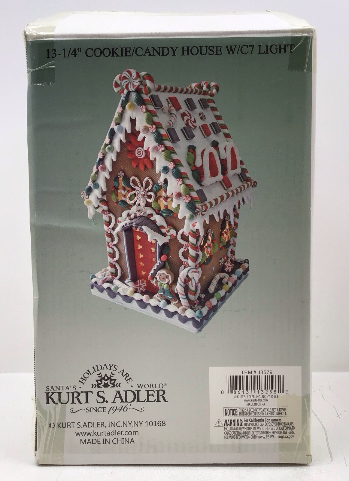 Kurt Adler 13.25 inch Multicolor Gingerbread House With Lights Open Box