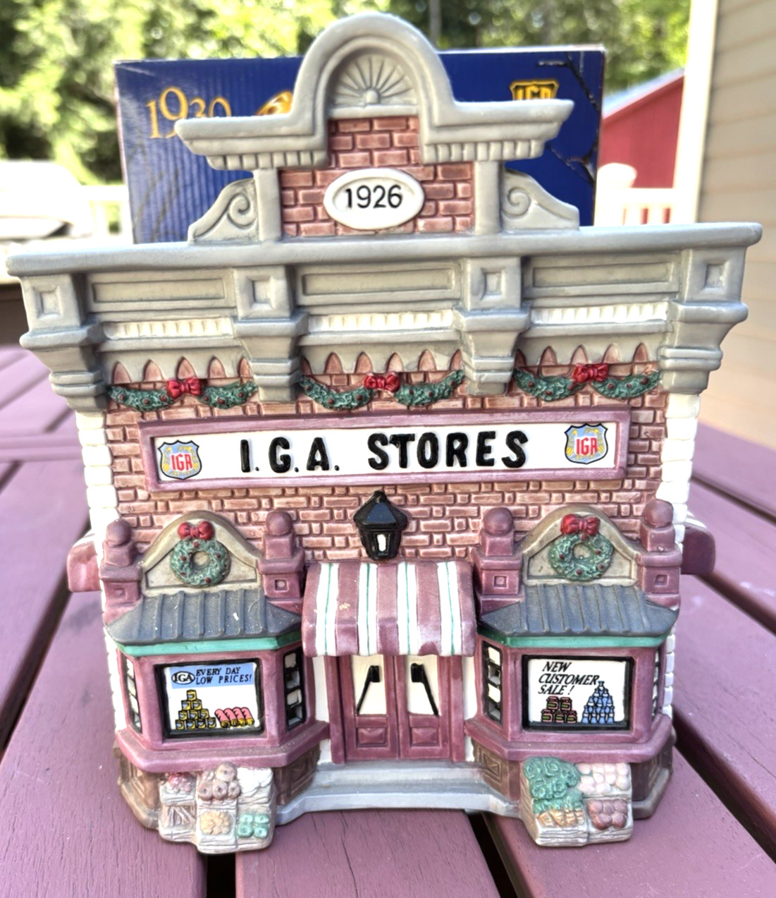 IGA Stores 1926 70th Anniversary Light Up Christmas Village, Rare From 1996, EUC